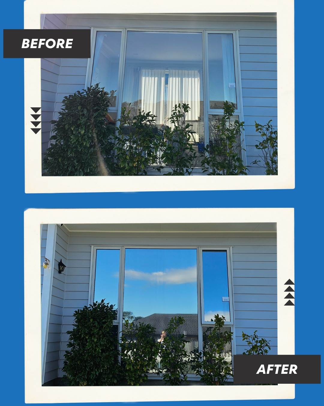 Privacy window tint for street facing home before and after image