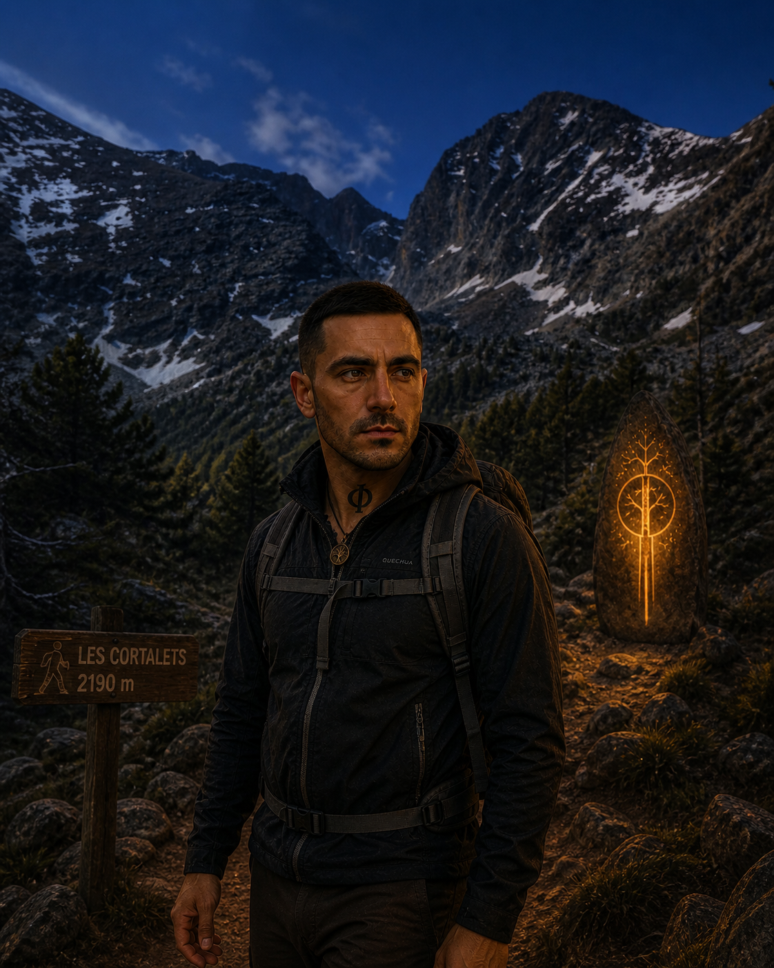 Iriel en réflexion sur le massif du Canigo, il ne parle pas, il contemple