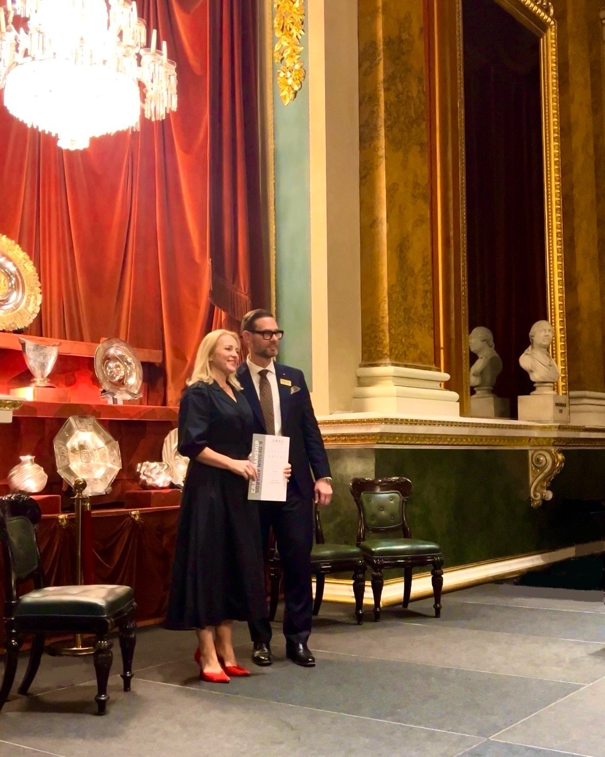 Kinga Olah receiving her award on stage at the GC&DC Awards, Goldsmiths' Hall.
