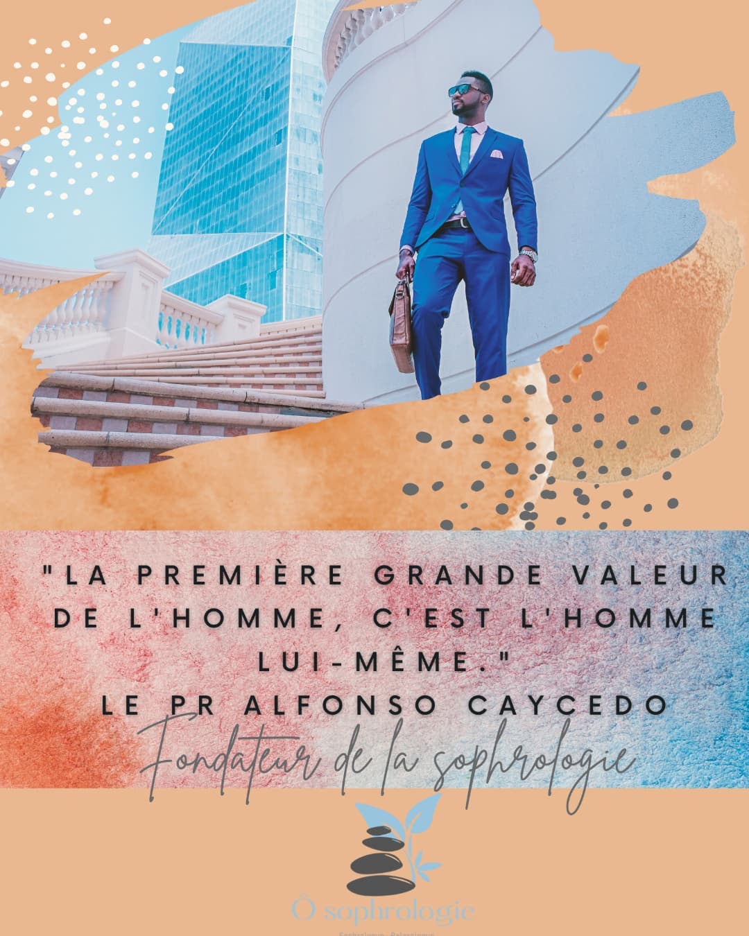 a man in a suit and tie with a quote about the man in the suit