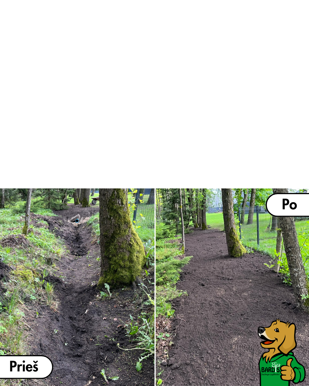 Sklypo lyginimas ir formavimas prieš ir po darbų