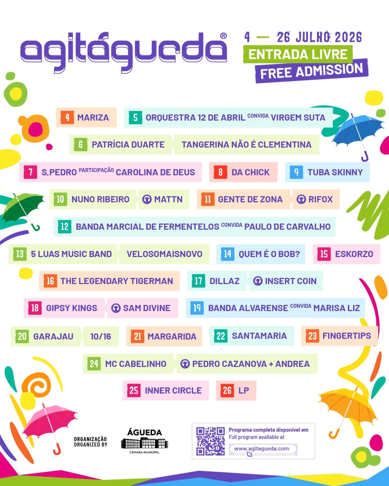 Cartaz oficial do AgitÁgueda 2026 com programação completa do festival