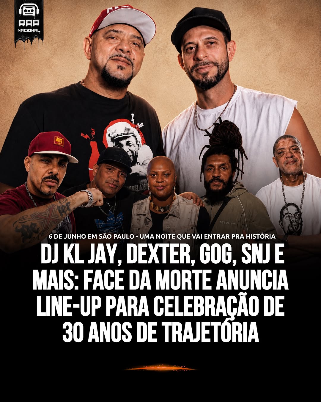 Face da Morte anuncia show de 30 anos com grandes nomes do rap nacional
