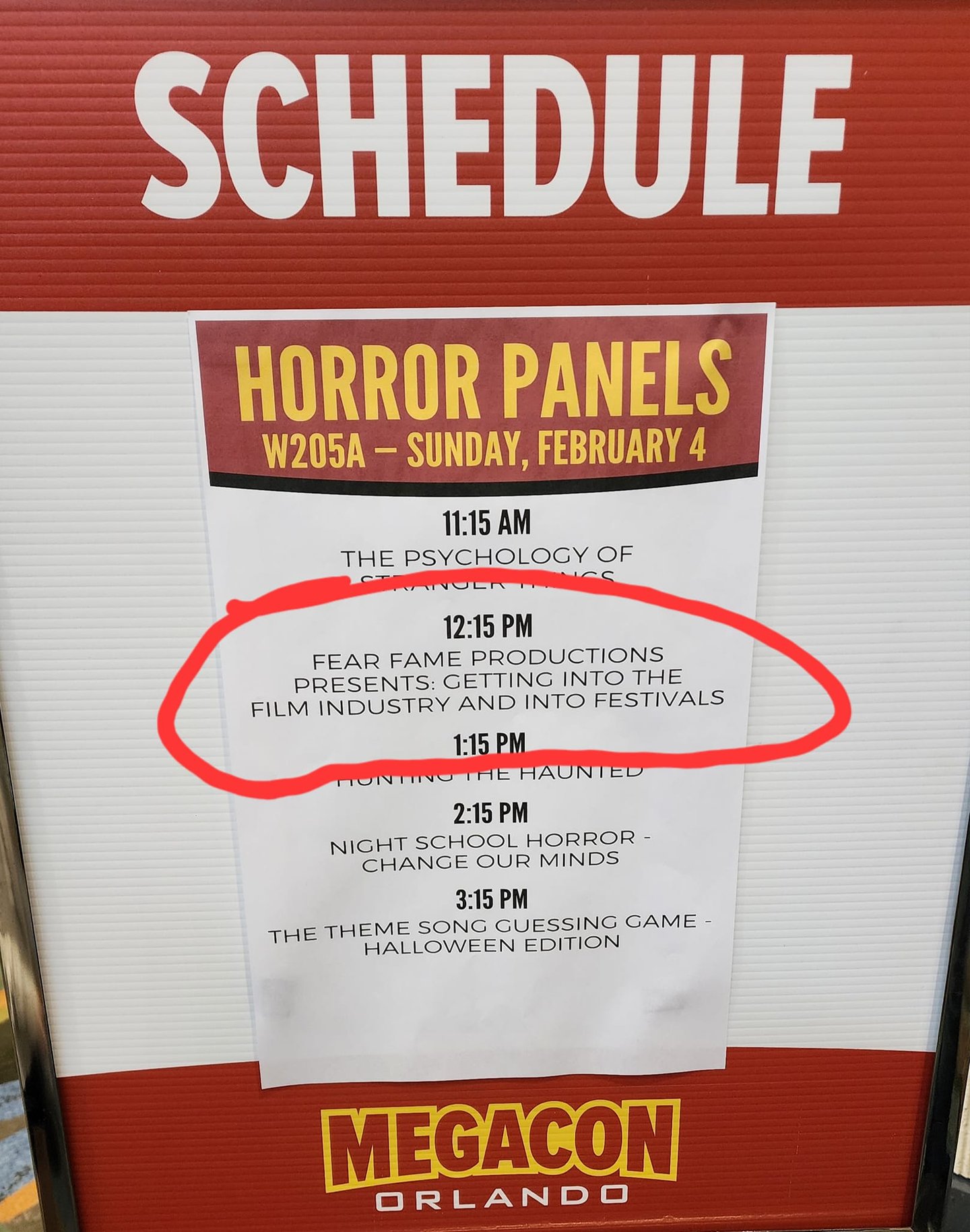 Fear Fame Arts Foundation educational panel on film industry access presented at MegaCon Orlando.