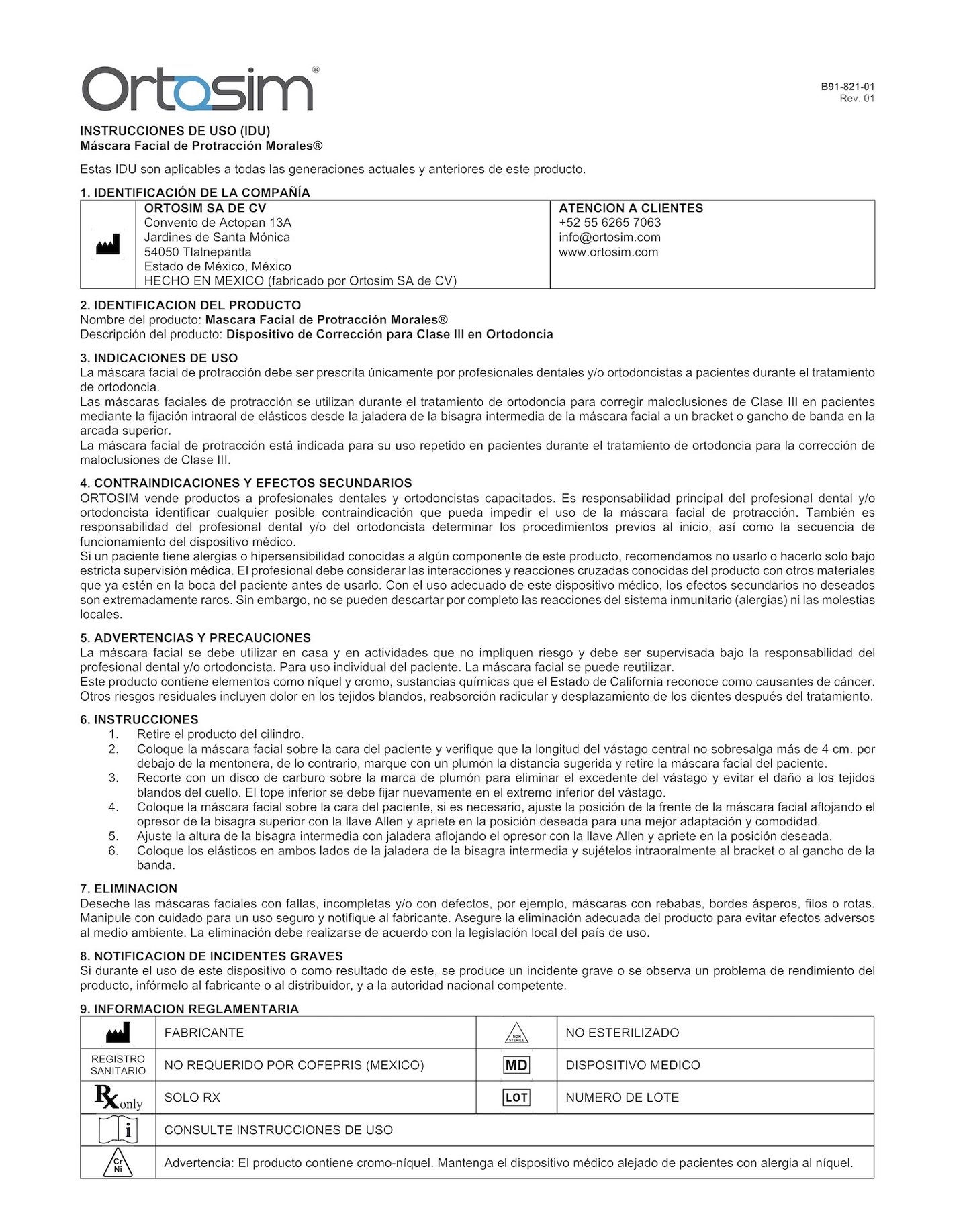 Instrucciones de uso (español) IDU | máscara facial de protracción Morales®