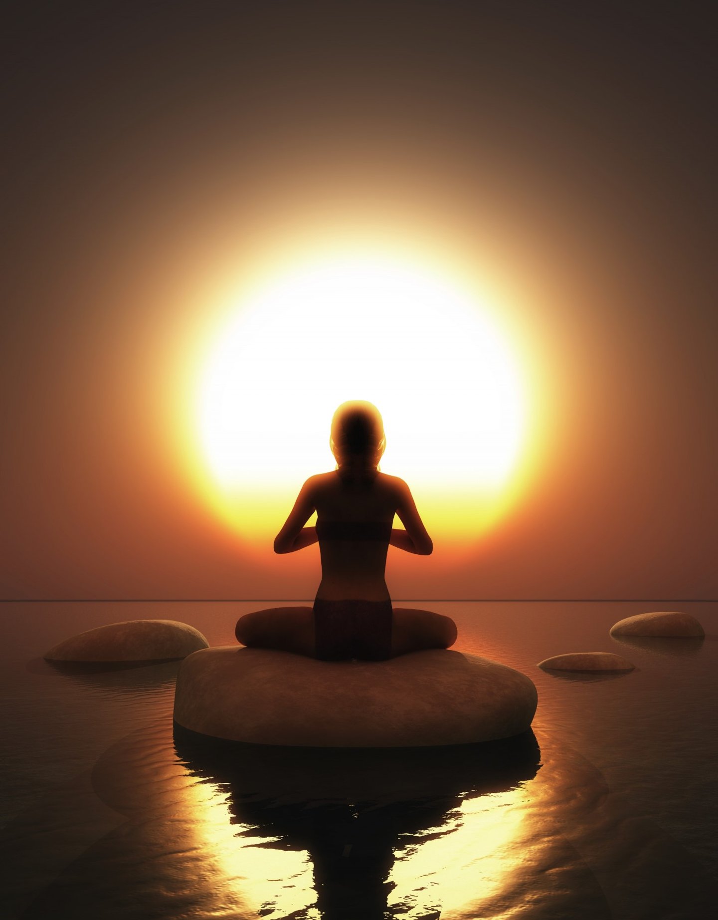 homme qui medite face au soleil et rebooste son energie corporelle