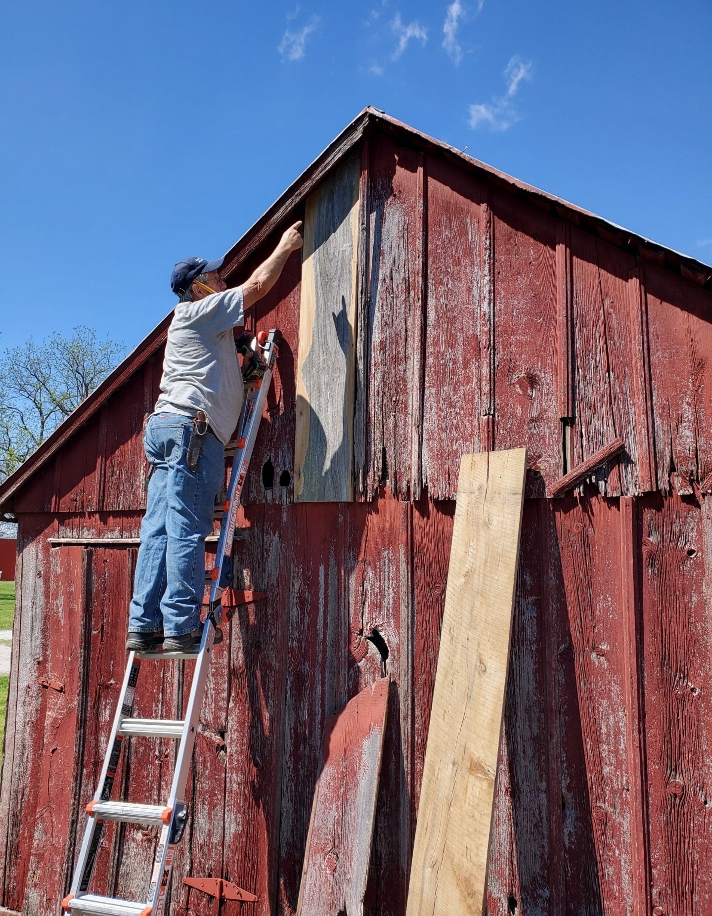 Paul Mihalek fixing granary