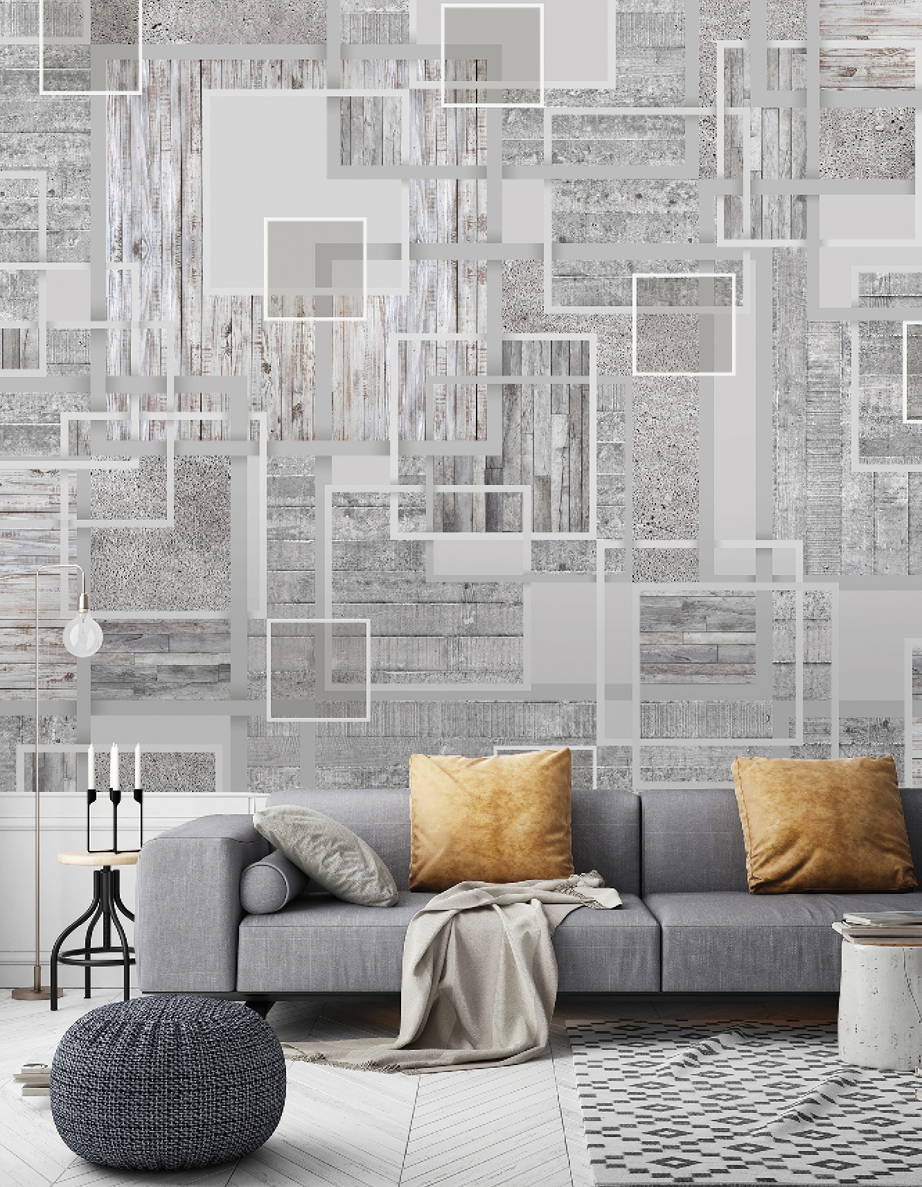Wood & Concrete wall design on Dimense Media Pearlescent