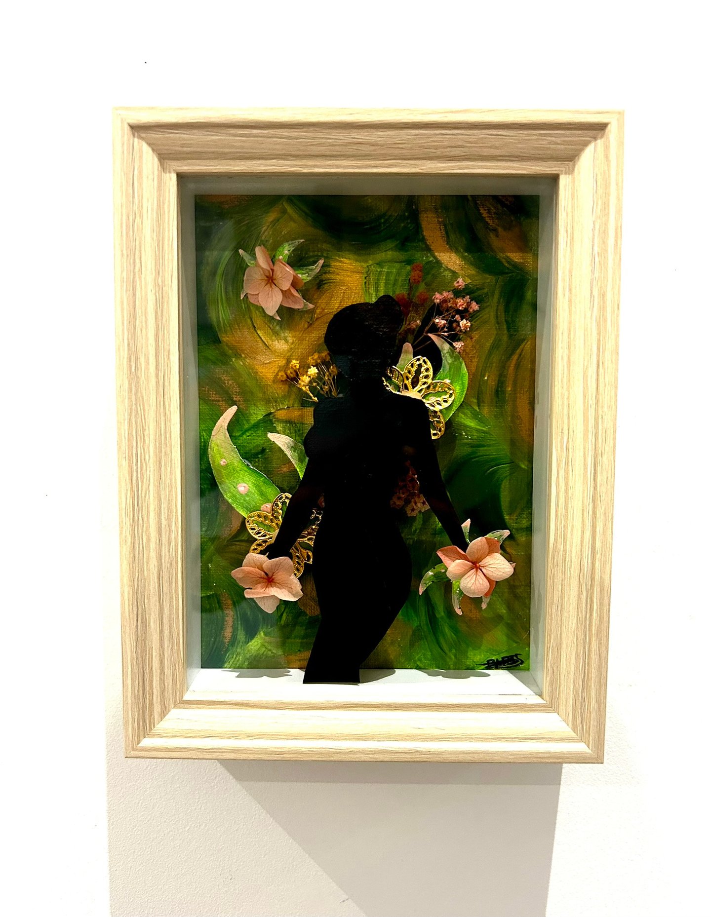 Ilona Paris painting, a shadow of a woman with flower