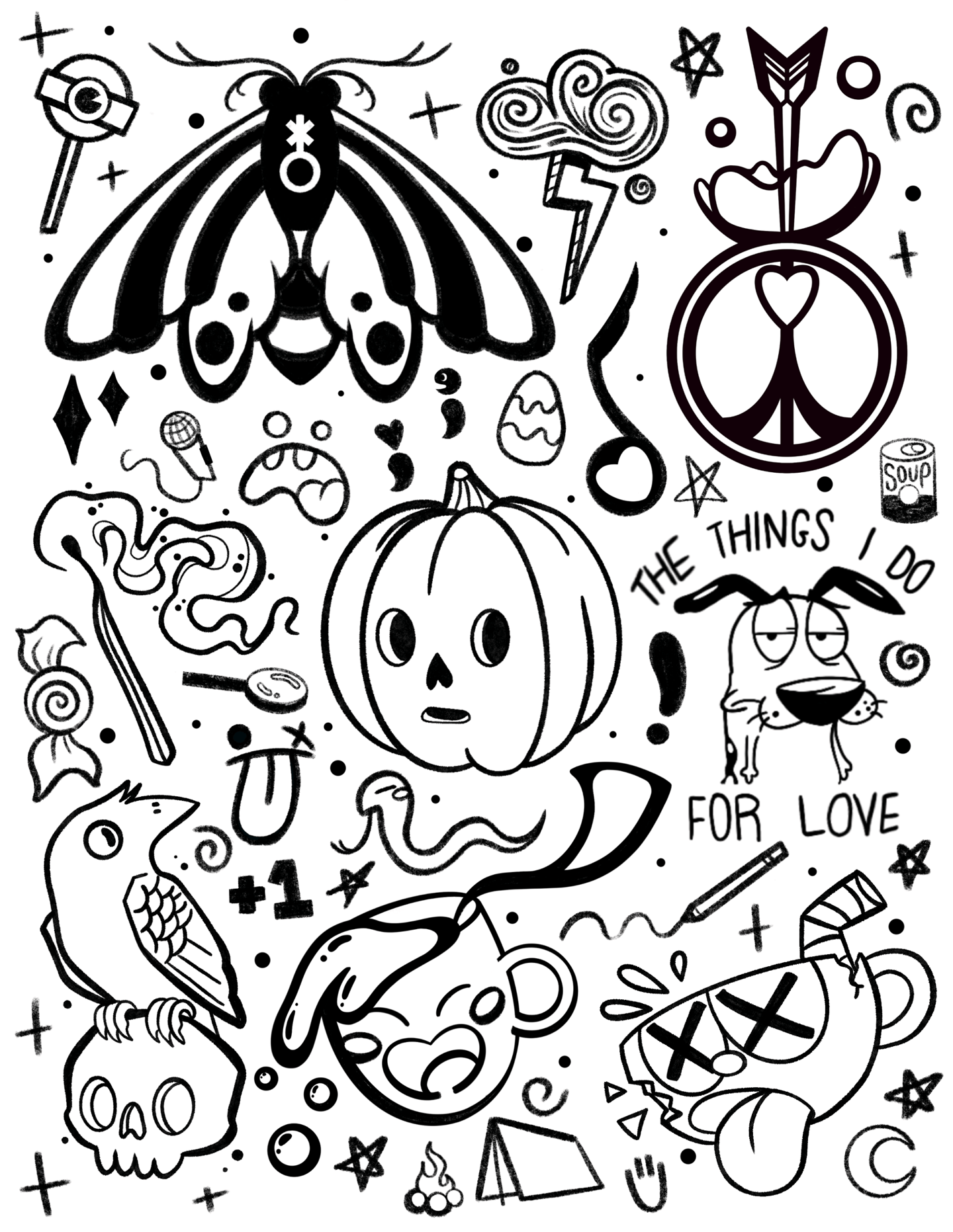 Cartoon Tattoo Flash Sheet