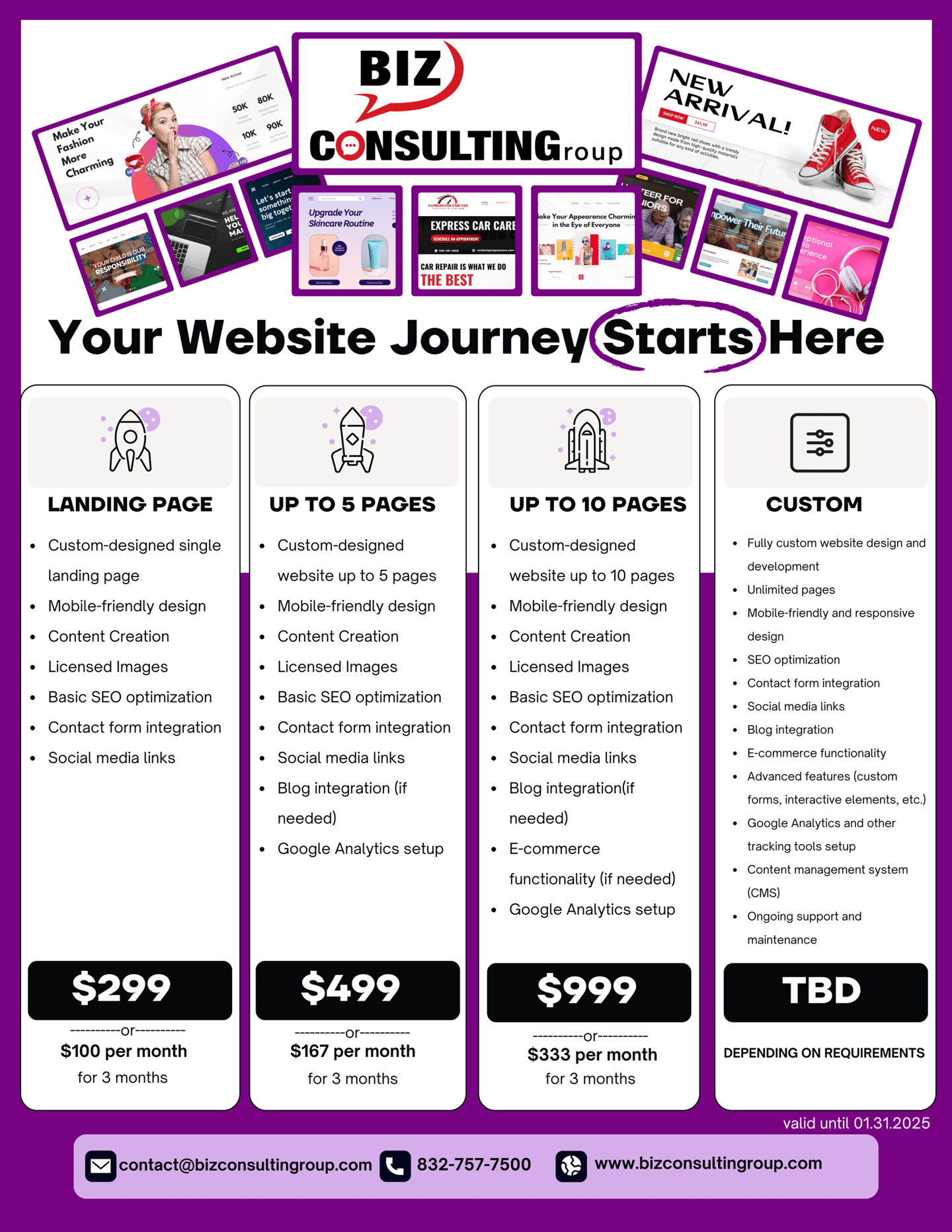 Website Development Packages Business Consulting Group in Houston, TX