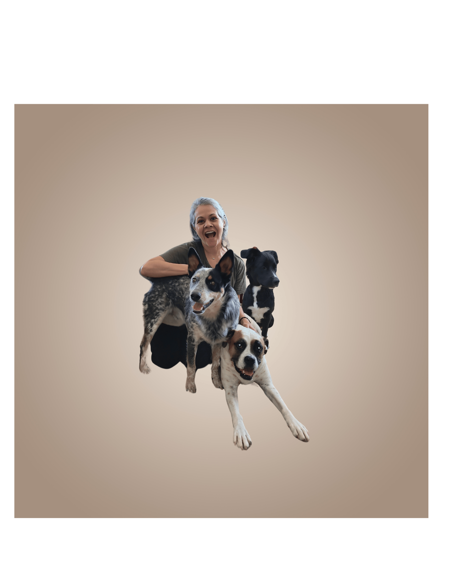 Reiki teacher with her animals