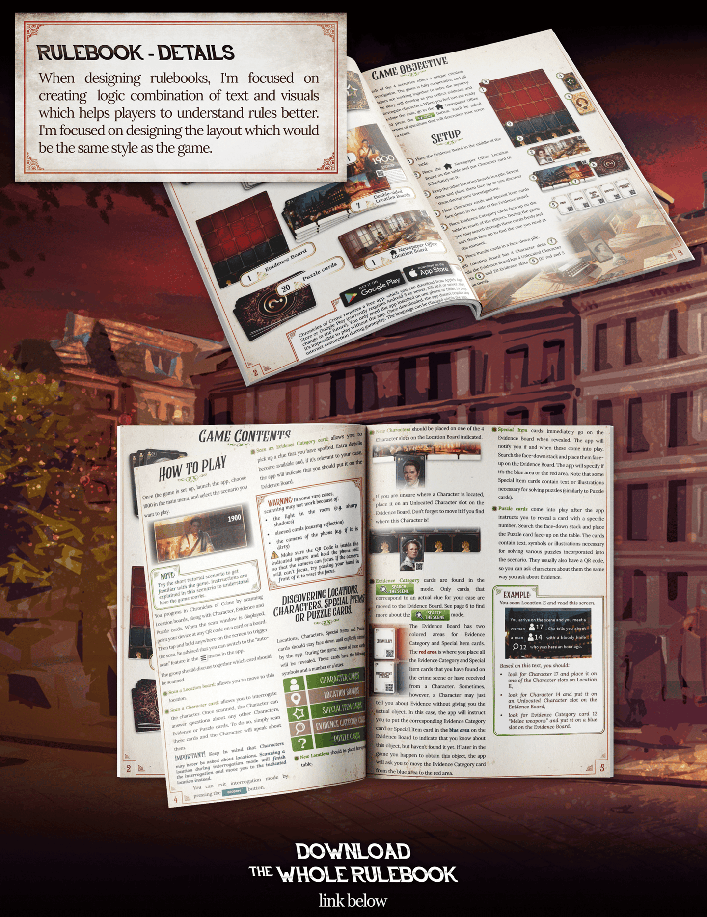 Graphic design of Rulebook of the Chronicles of Crime: Millenium 1900