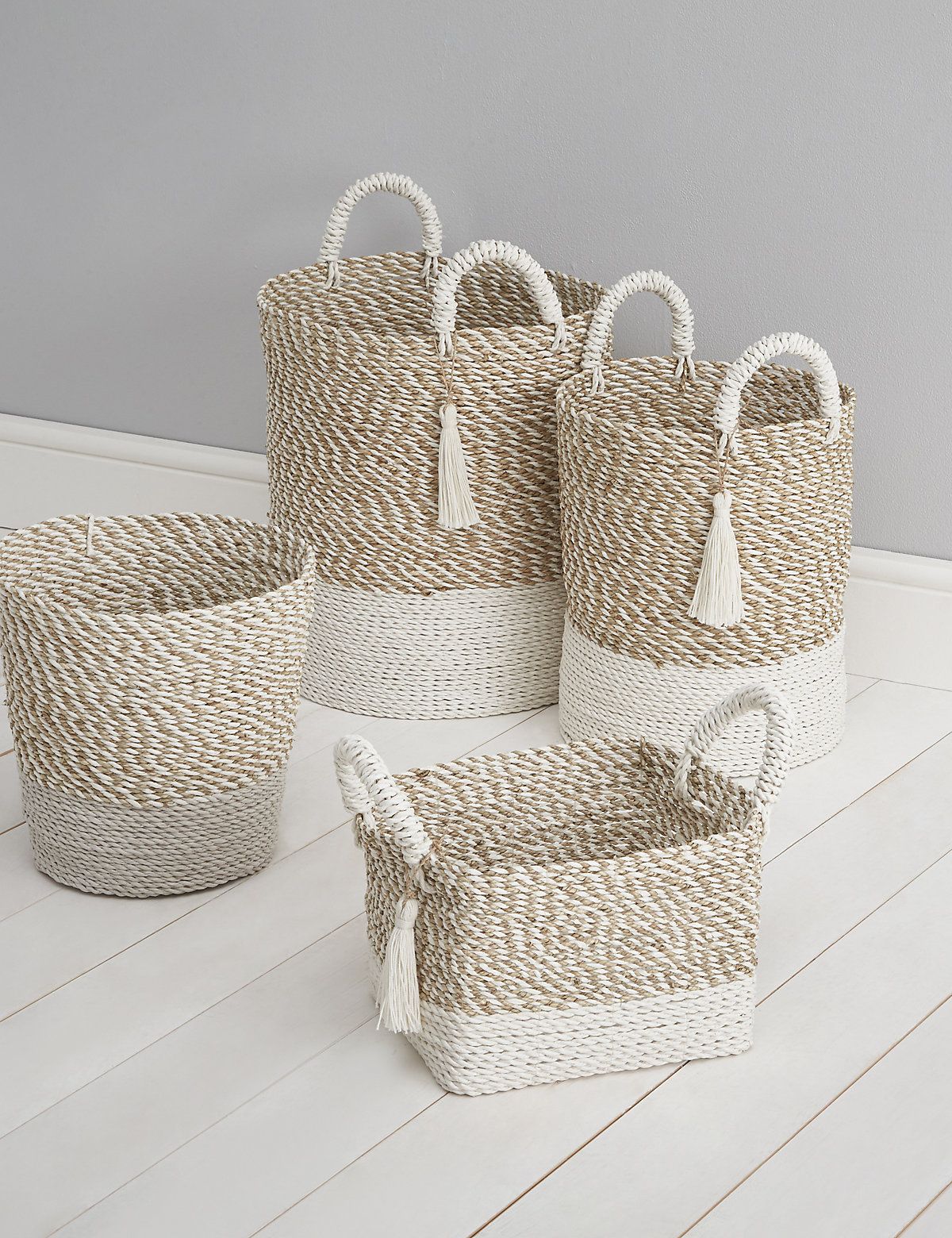 Custom baskets made from cotton and jute materials