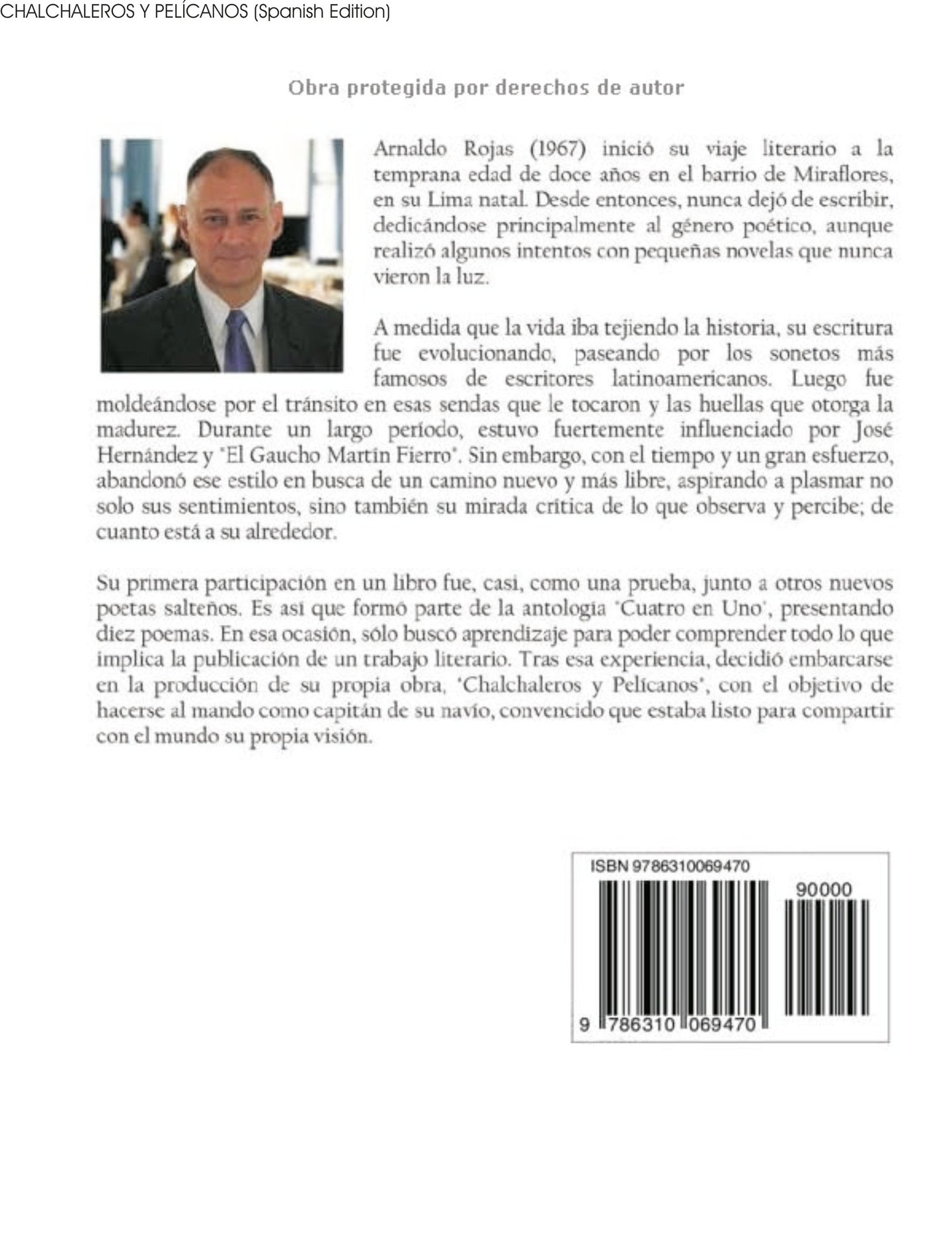 Arnaldo Rojas. Escritor.