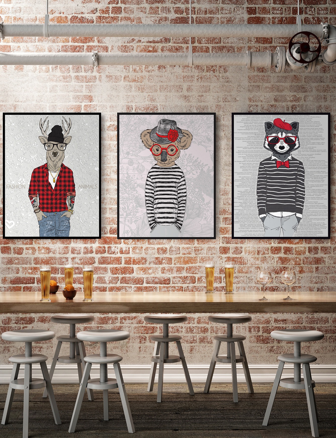Animal Canvas Trio design on Dimense Media Matt