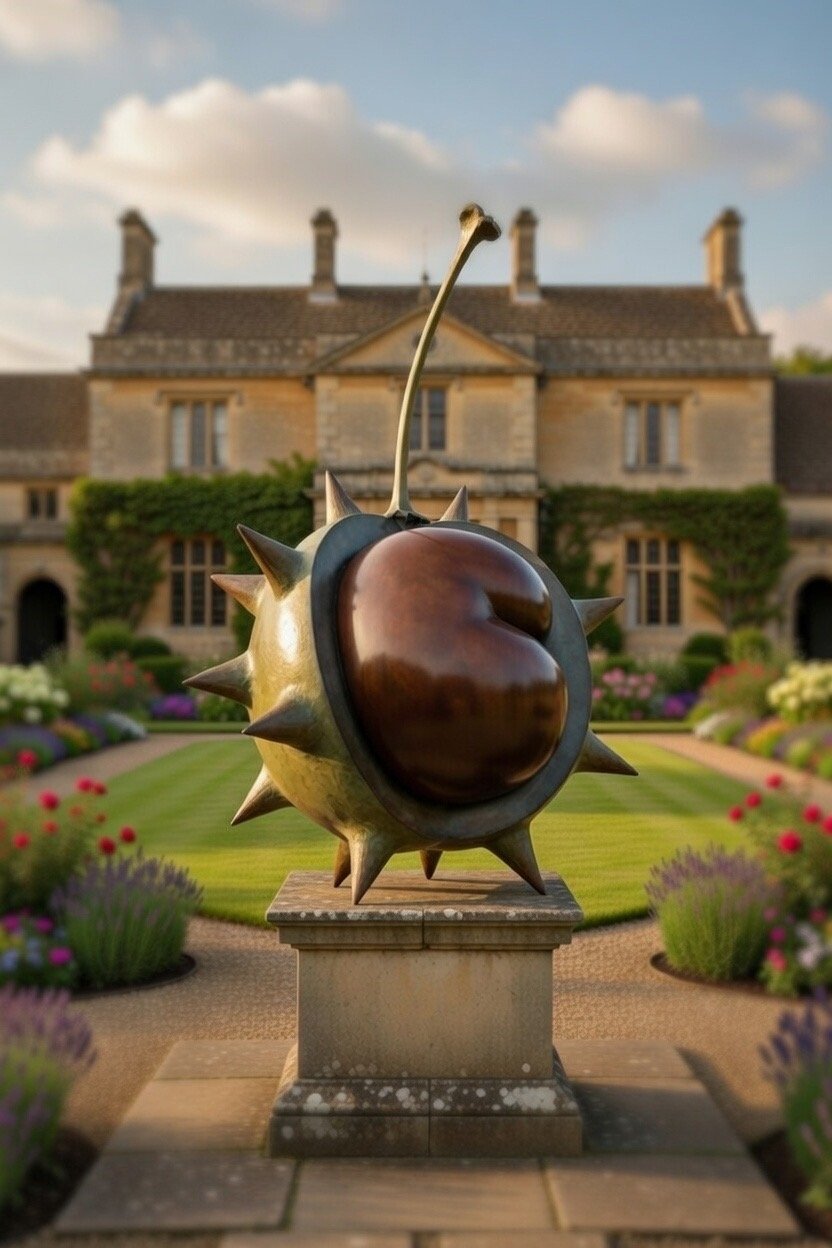 Giant Bronze Commission Sculpture Of Horse Chestnut Conker By Mark Richard Hall