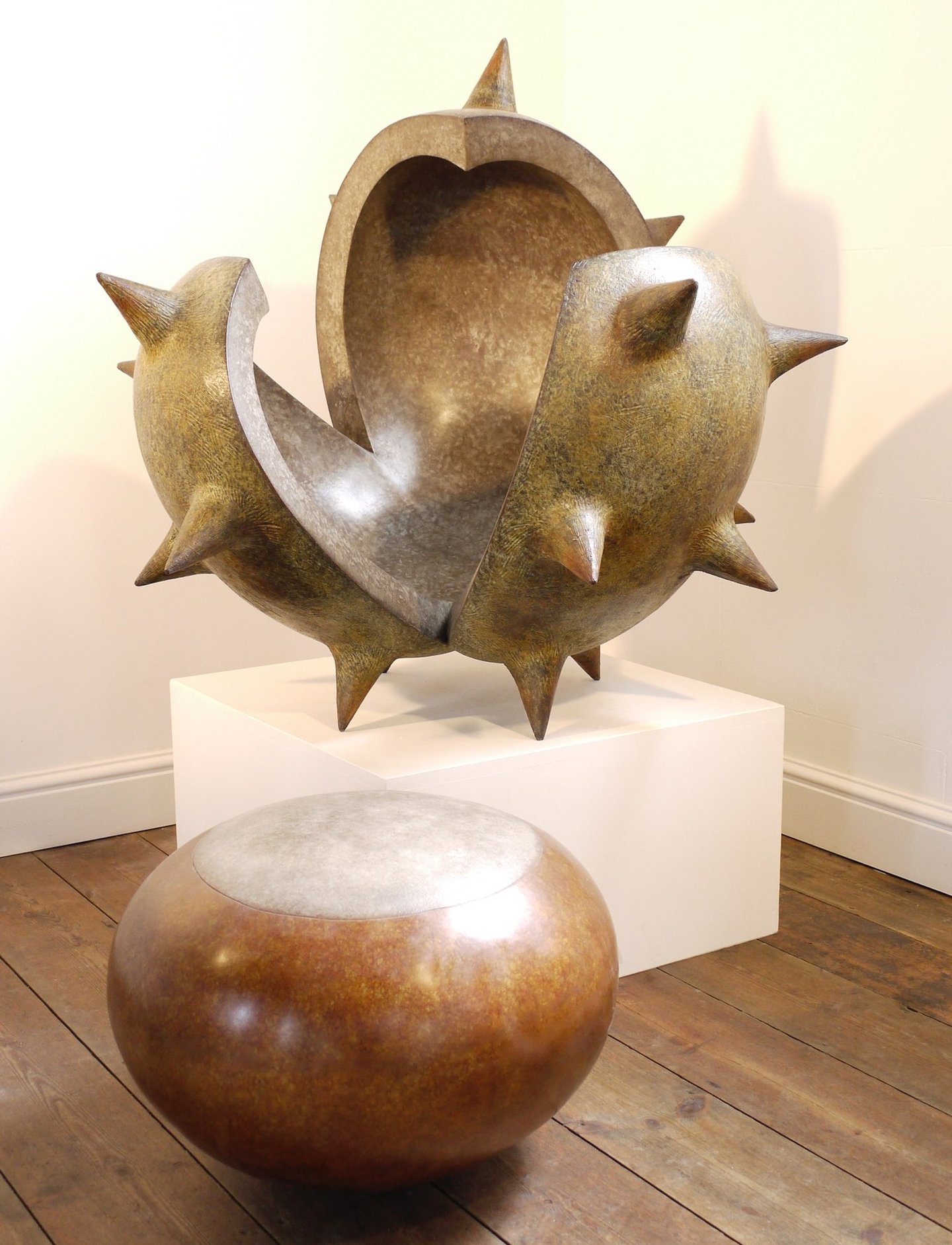 Giant Bronze Sculpture Of Horse Chestnut Conker Commission By Mark Richard Hall