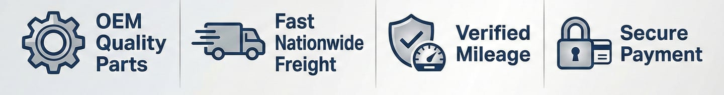 A sign showing YND Autoparts offers OEM parts, Fast Shipping, Verified Mileage & secure Payments