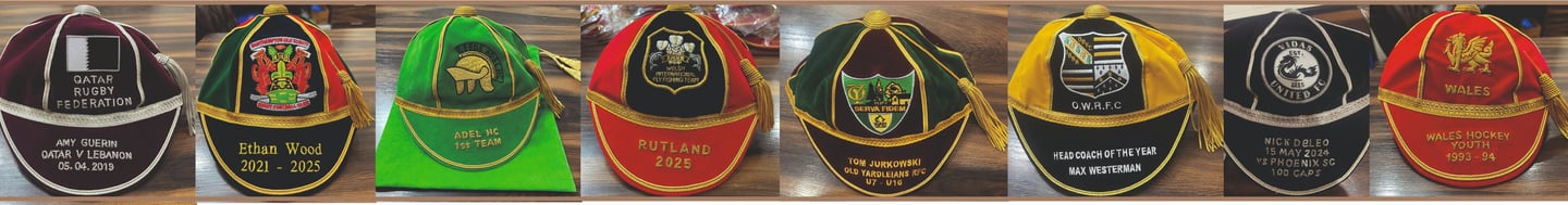 Various Hand embroidered and Machine embroidered Honours Caps