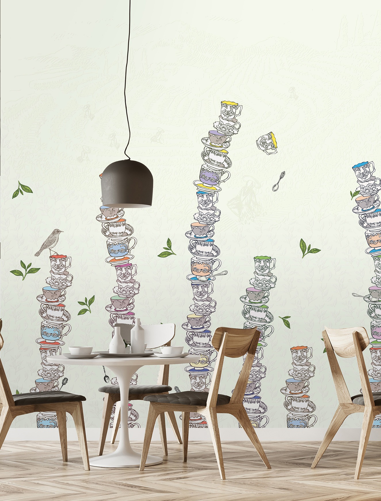 Tea Time wall design on Dimense Media Matt