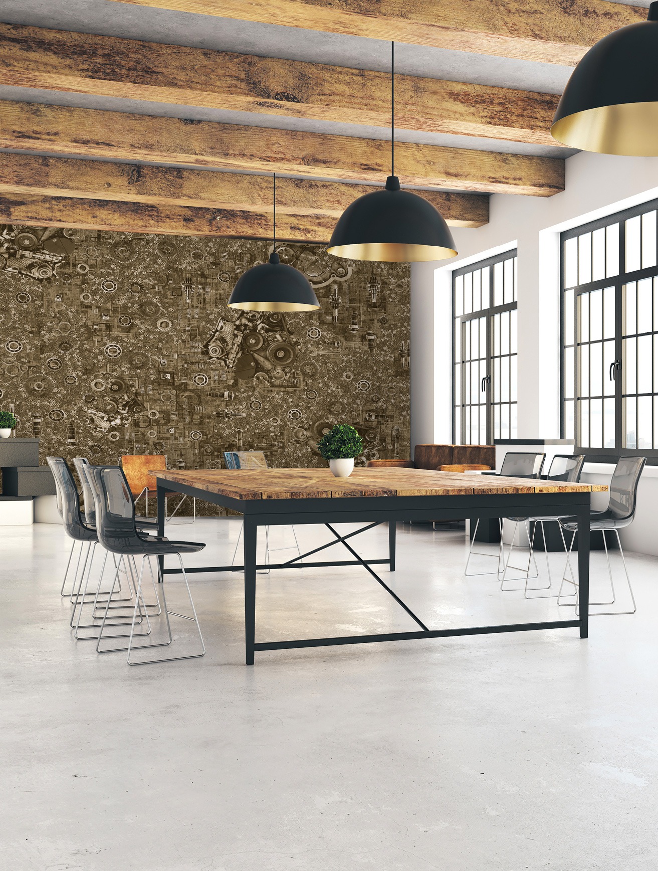 Industrial wall design on Dimense Media Gold