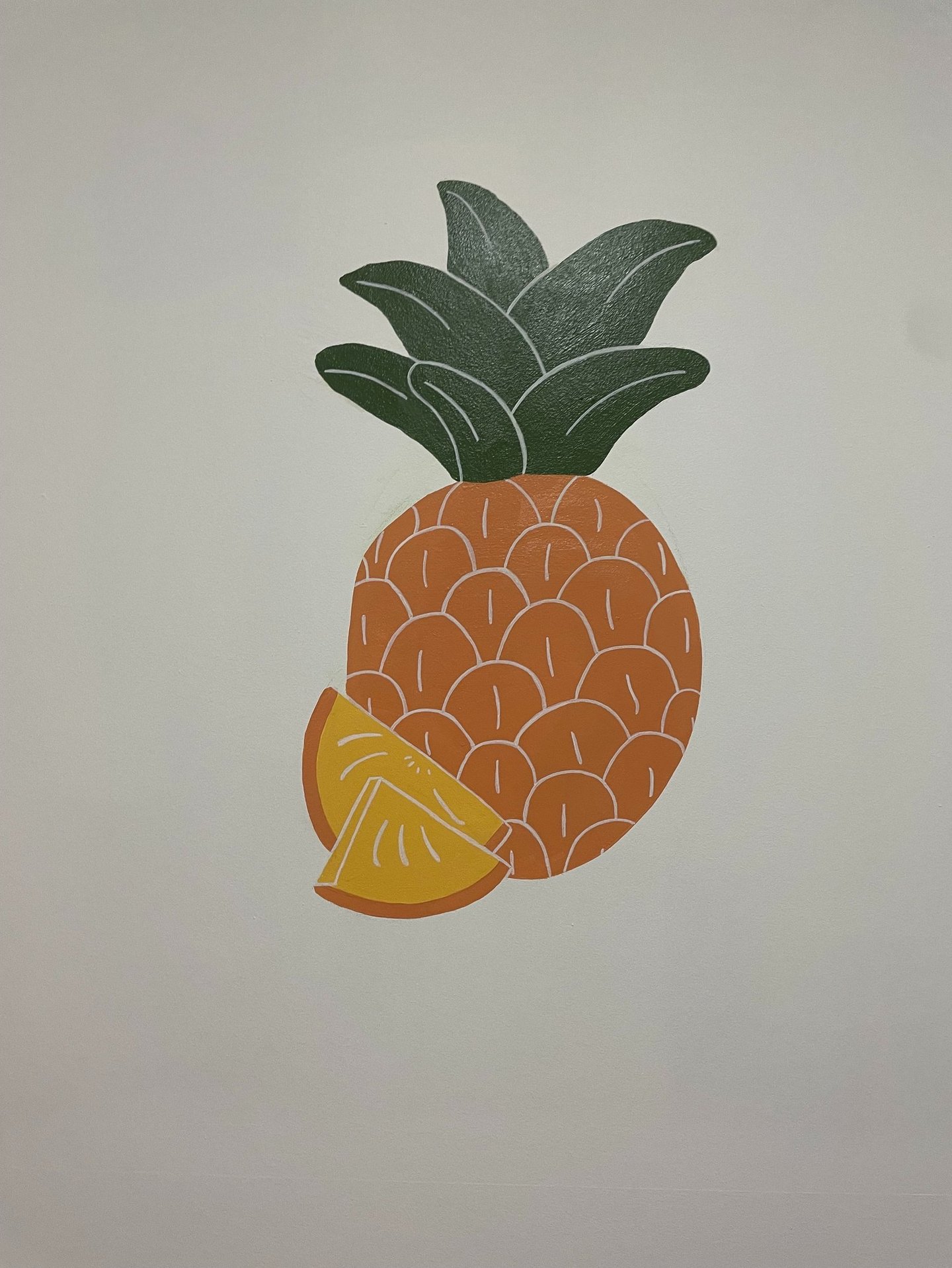 Peinture murale décorative, ananas, pour la salle destinée aux repas dans une crèche