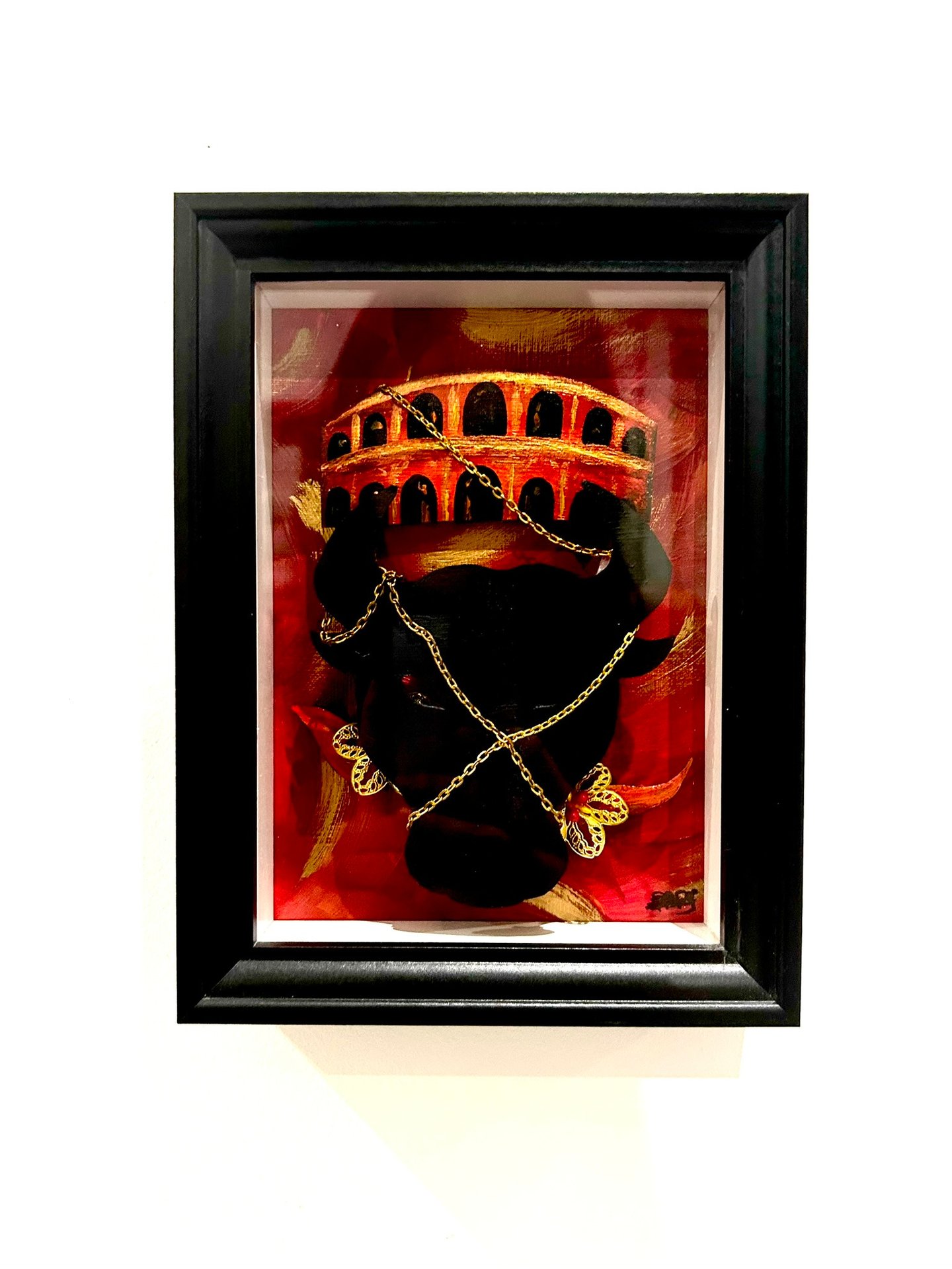 Ilona Paris painting, a chained bull's head