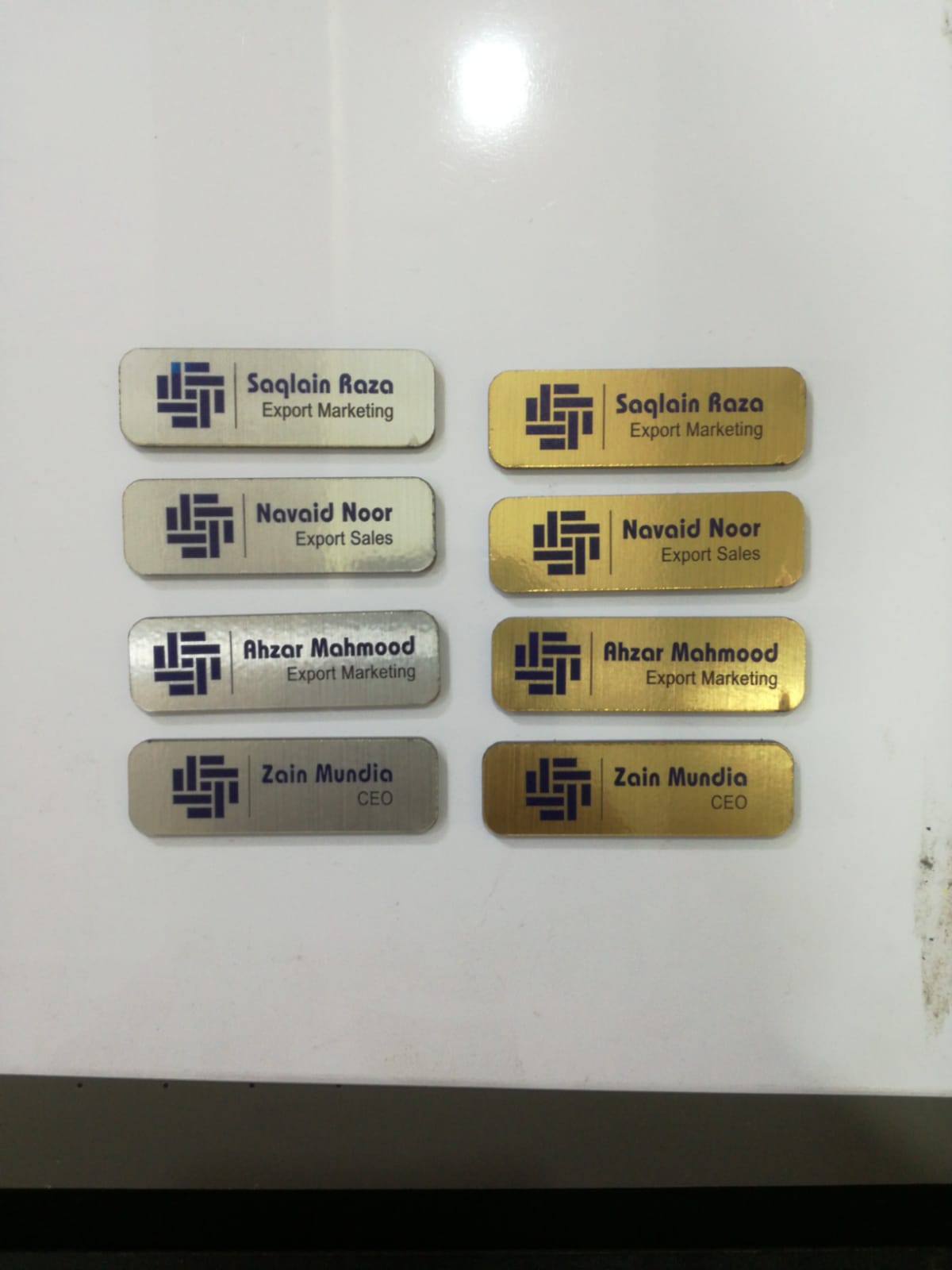Sleek UV printing on corporate metal nameplates