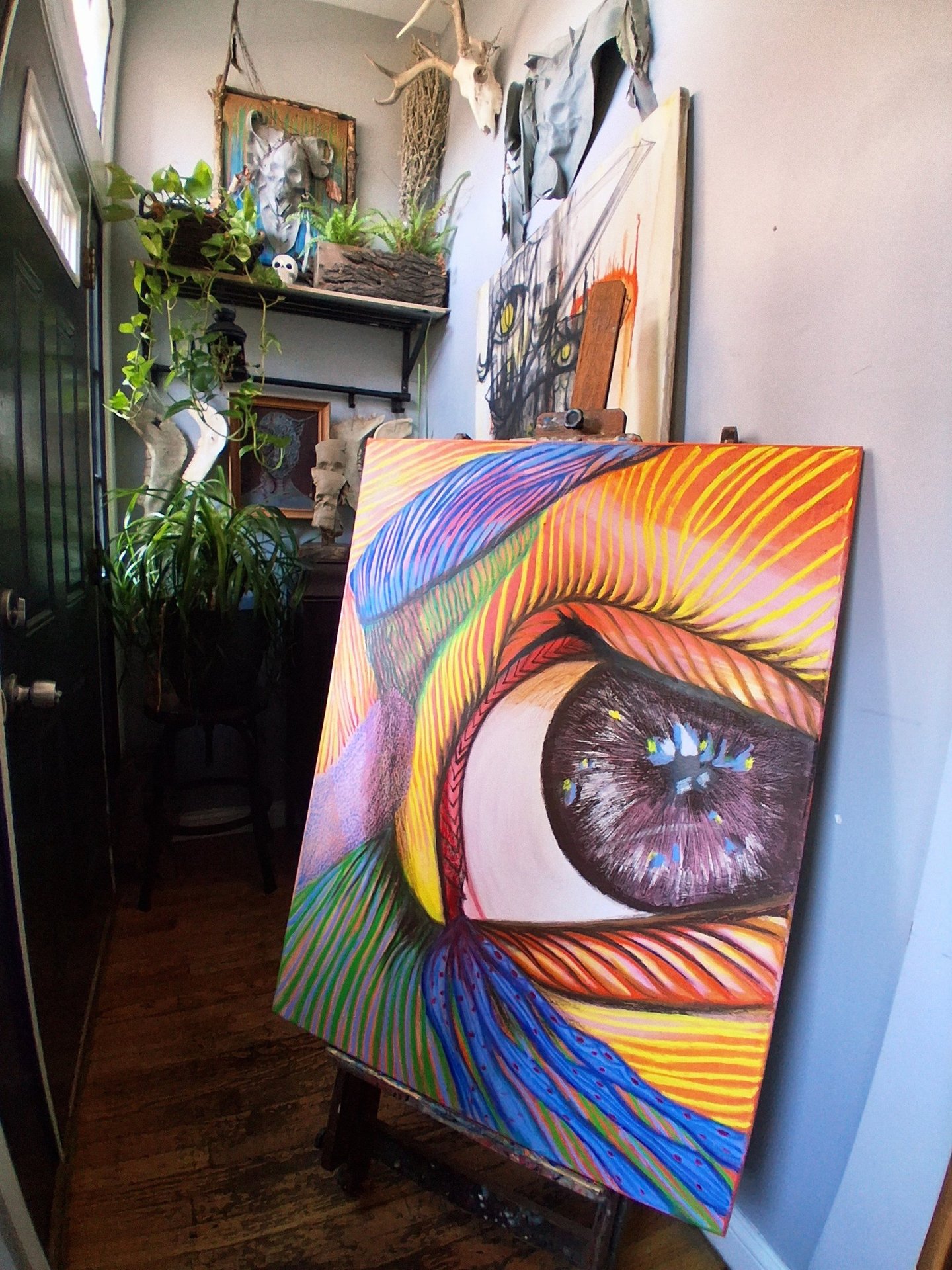 pinturta contemporanea de ojo multicolor