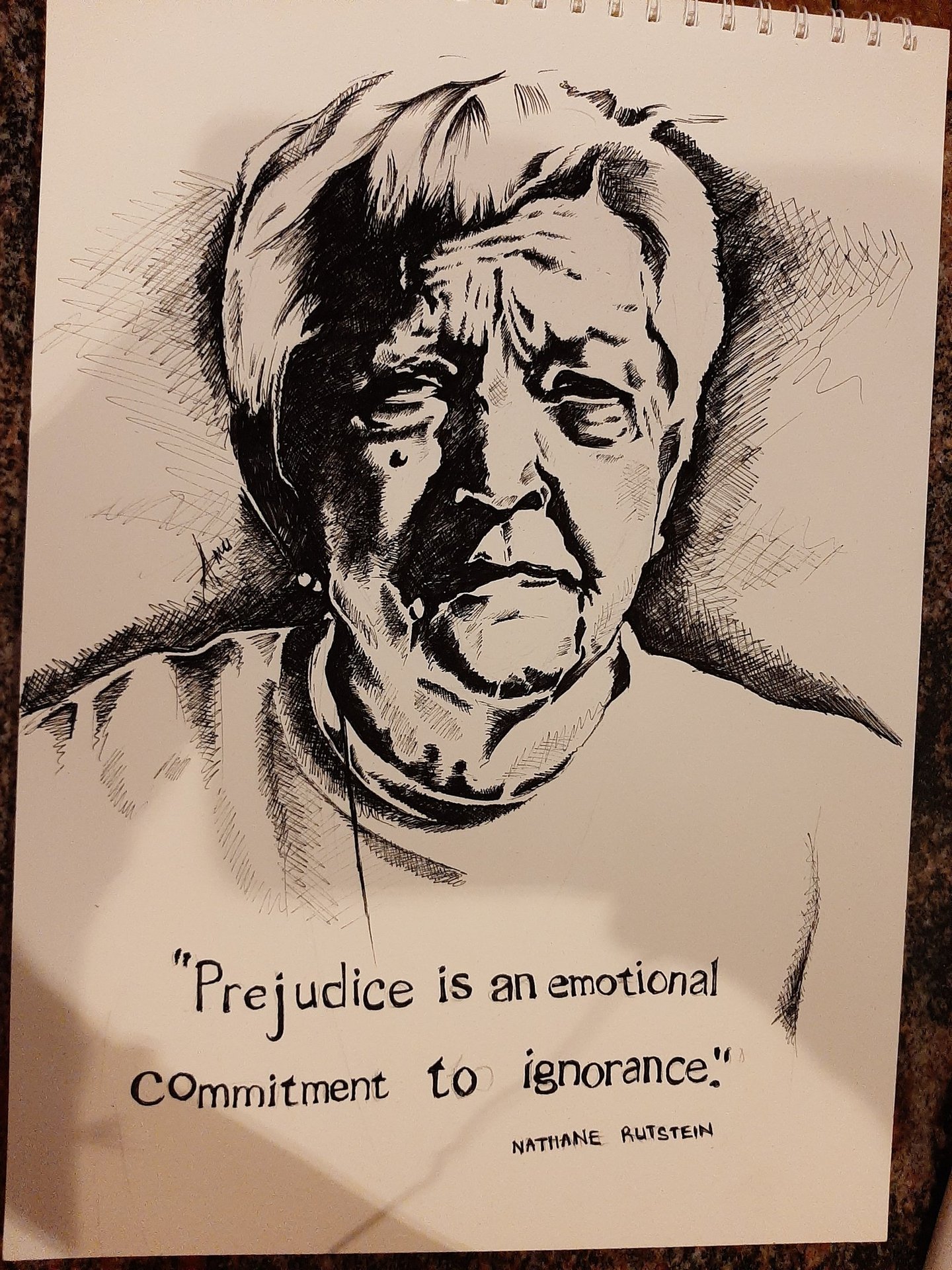 Pen sketch Portrait of Jane Elliot