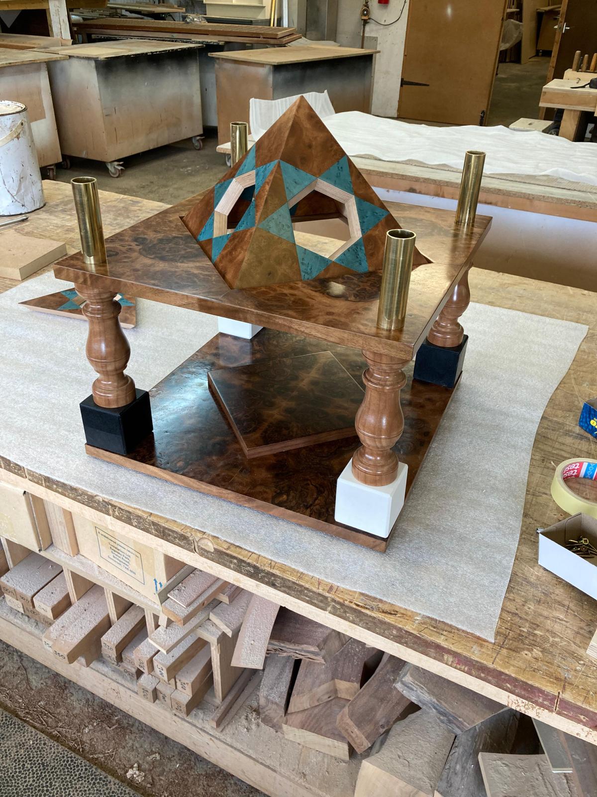 Picture of finished almandal assembled in workshop