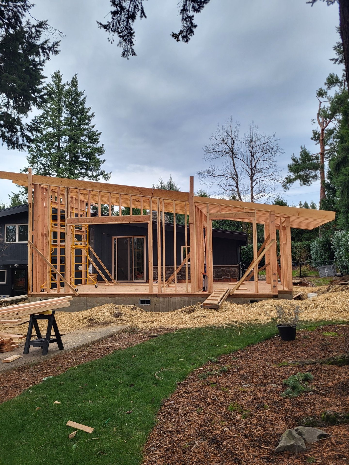 framing of a home addition