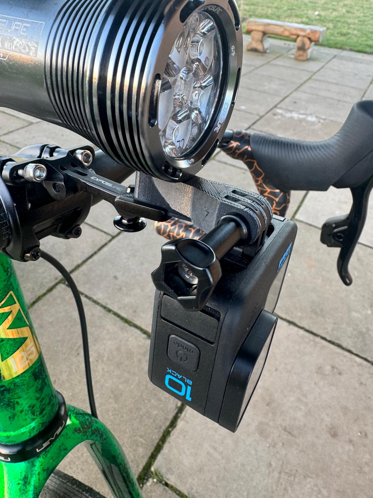 duo mount with exposure light and gopro on pavement