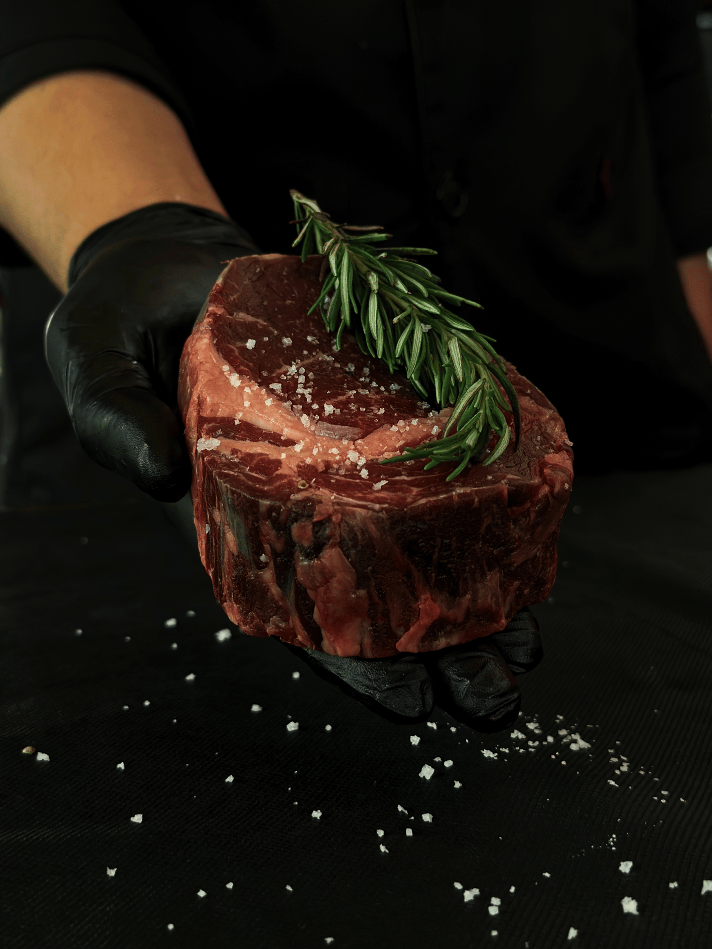 Rib eye black angus cut steak