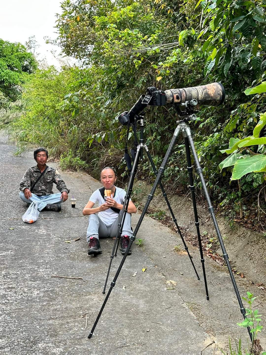 Taking a short break for the langur watching tour in Da Nang.