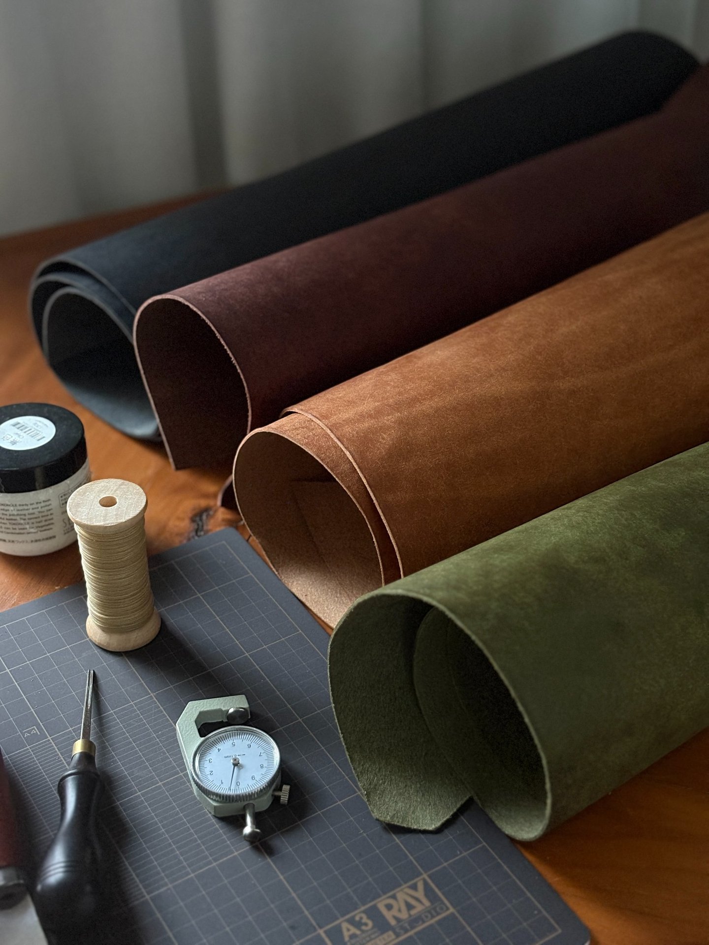 Pueblo Leather hides, Tan, Olive, Black, Dark Brown