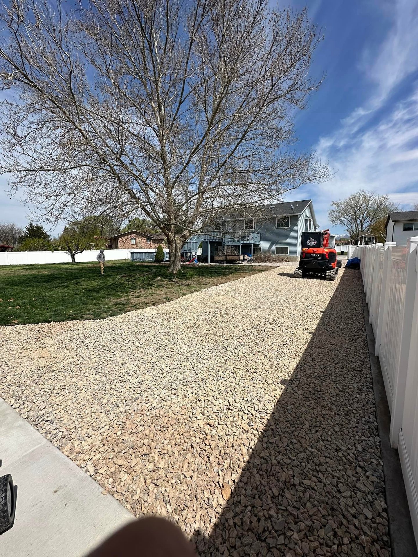 RV Pad installation with excavator sitting idle