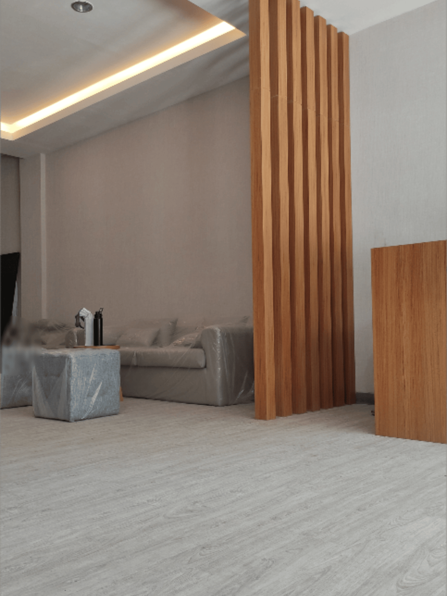 a living room with a couch and a television