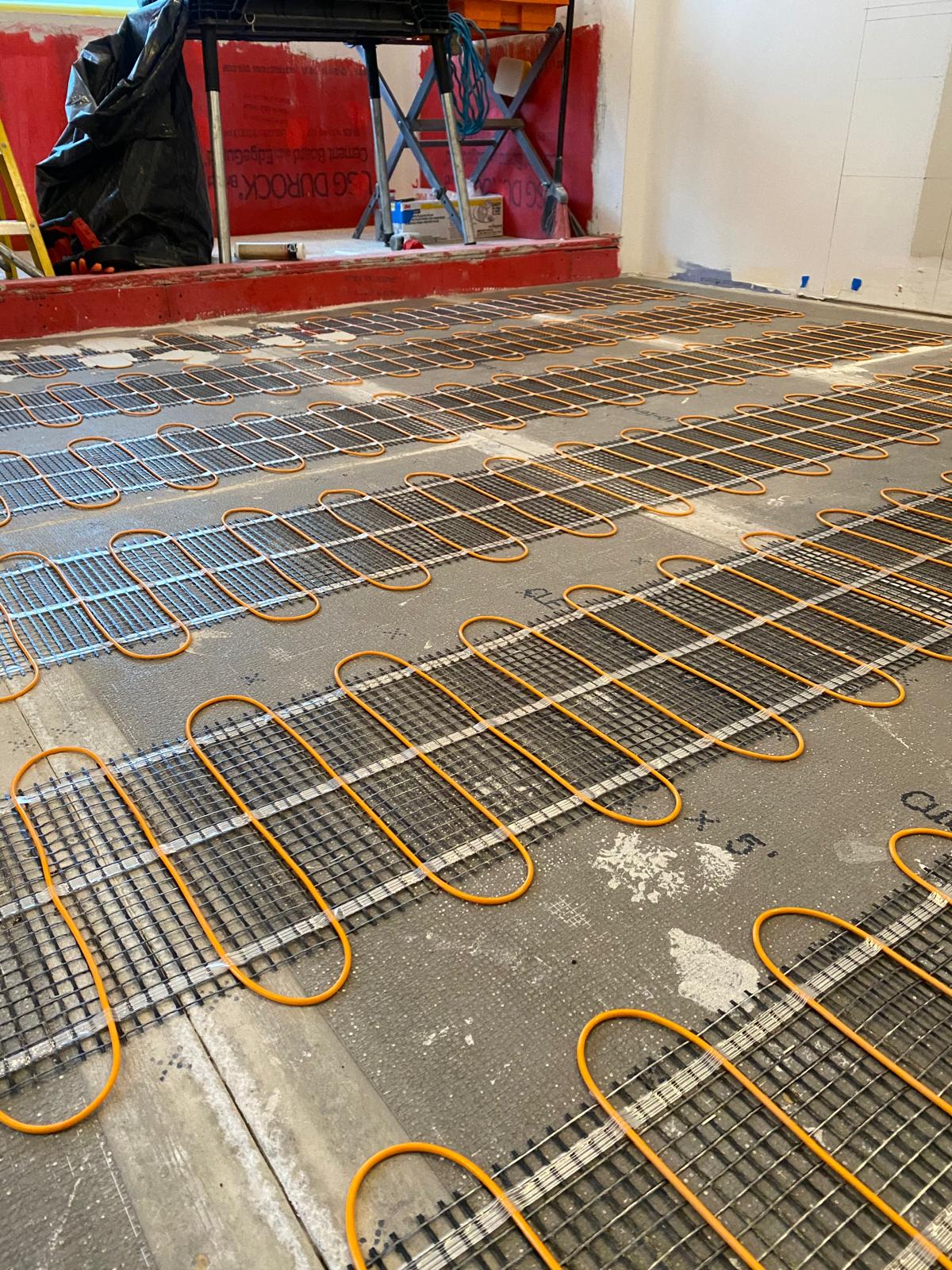 Electric heated floor for master bath remodeled in Winnetka IL.