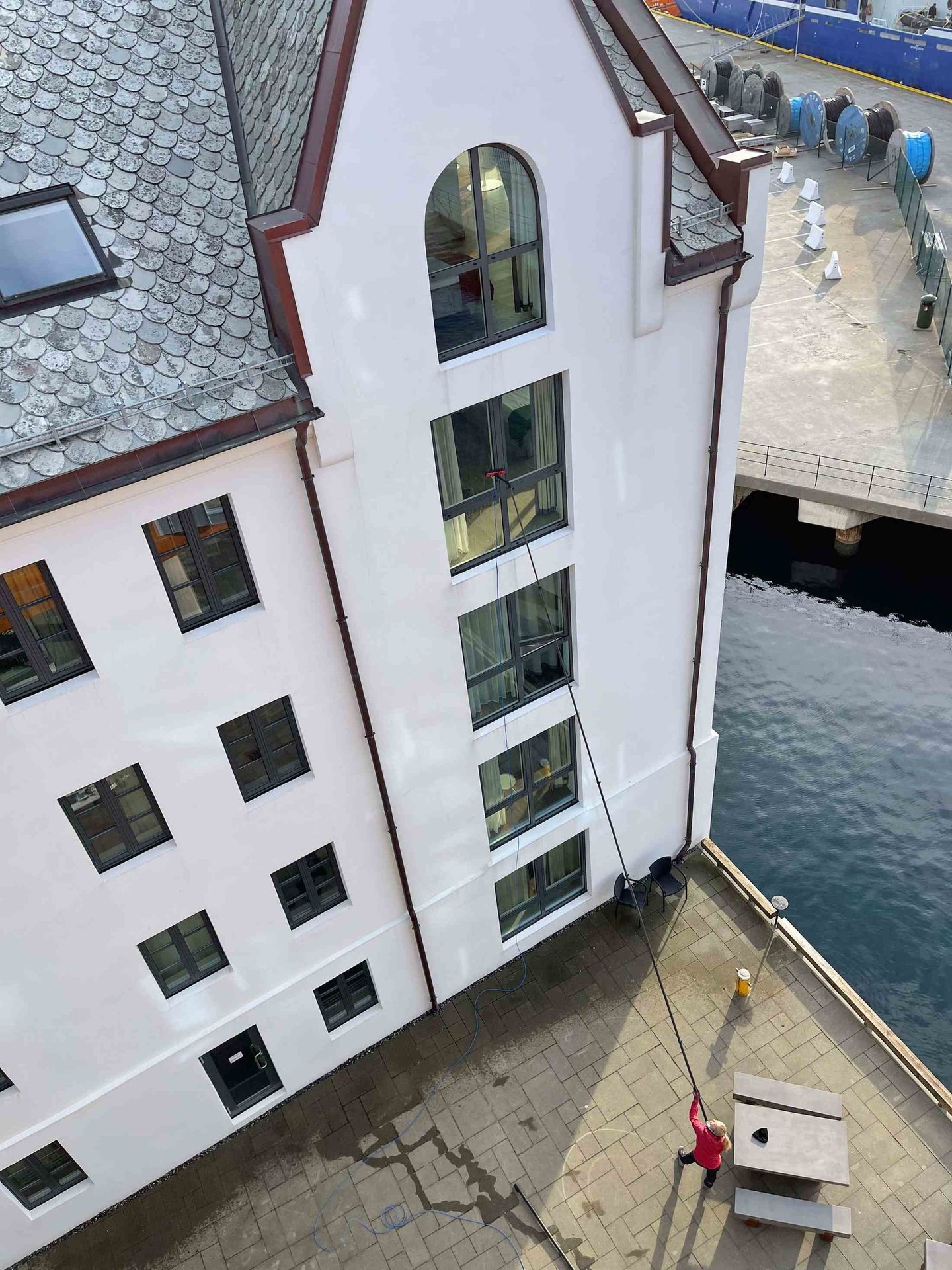 Vindusvask med rentvannsystem