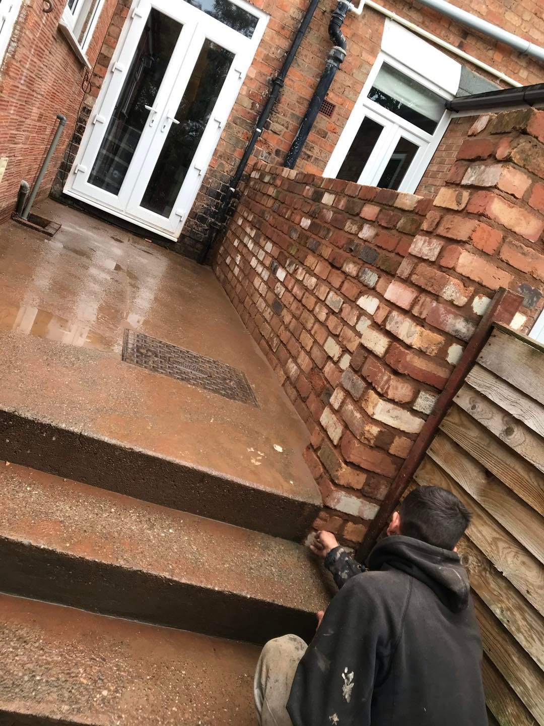 Ornamental brick garden wall in Worcester property