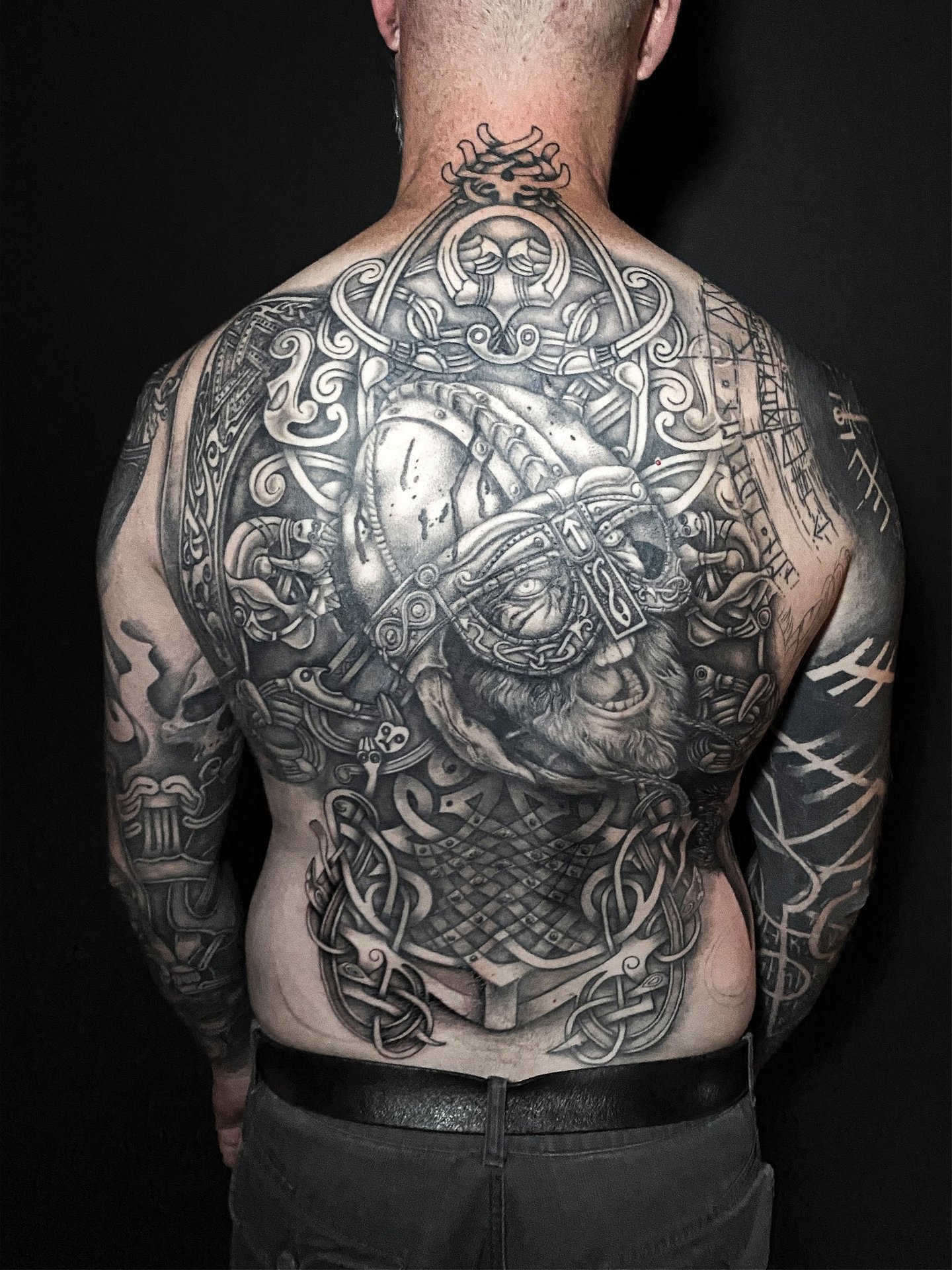 full back viking tattoo Berserker