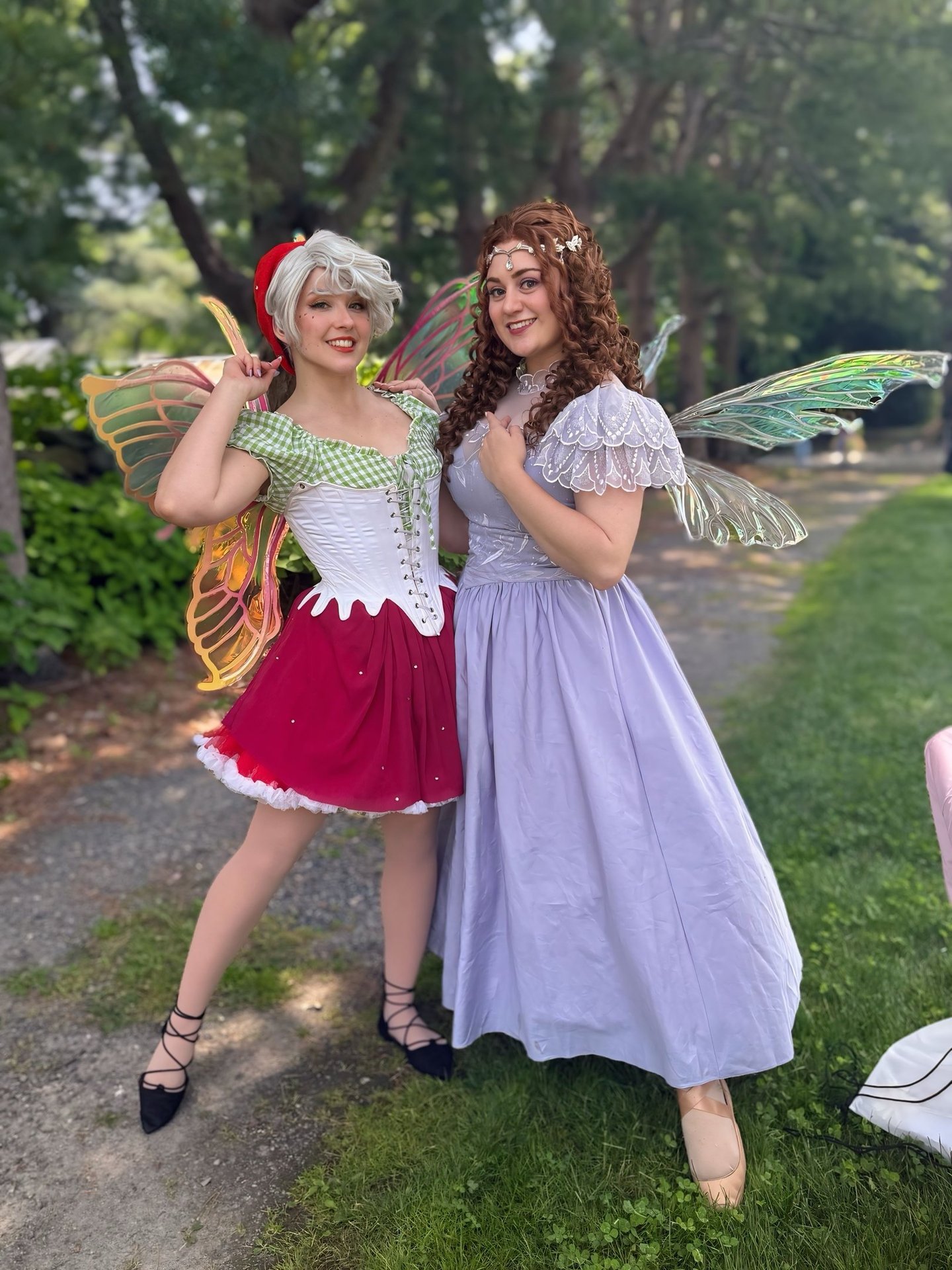 Strawberry and purple fairy smile for a photo