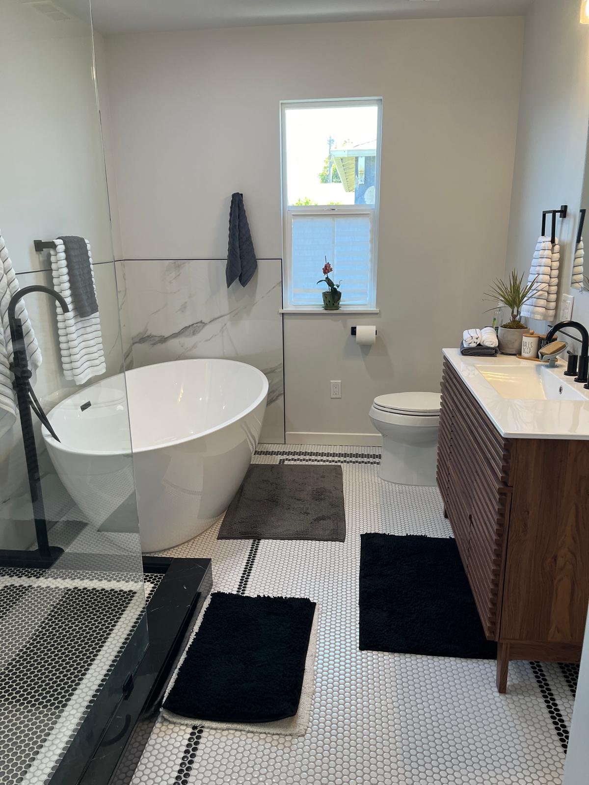 Interior of renovated bathroom