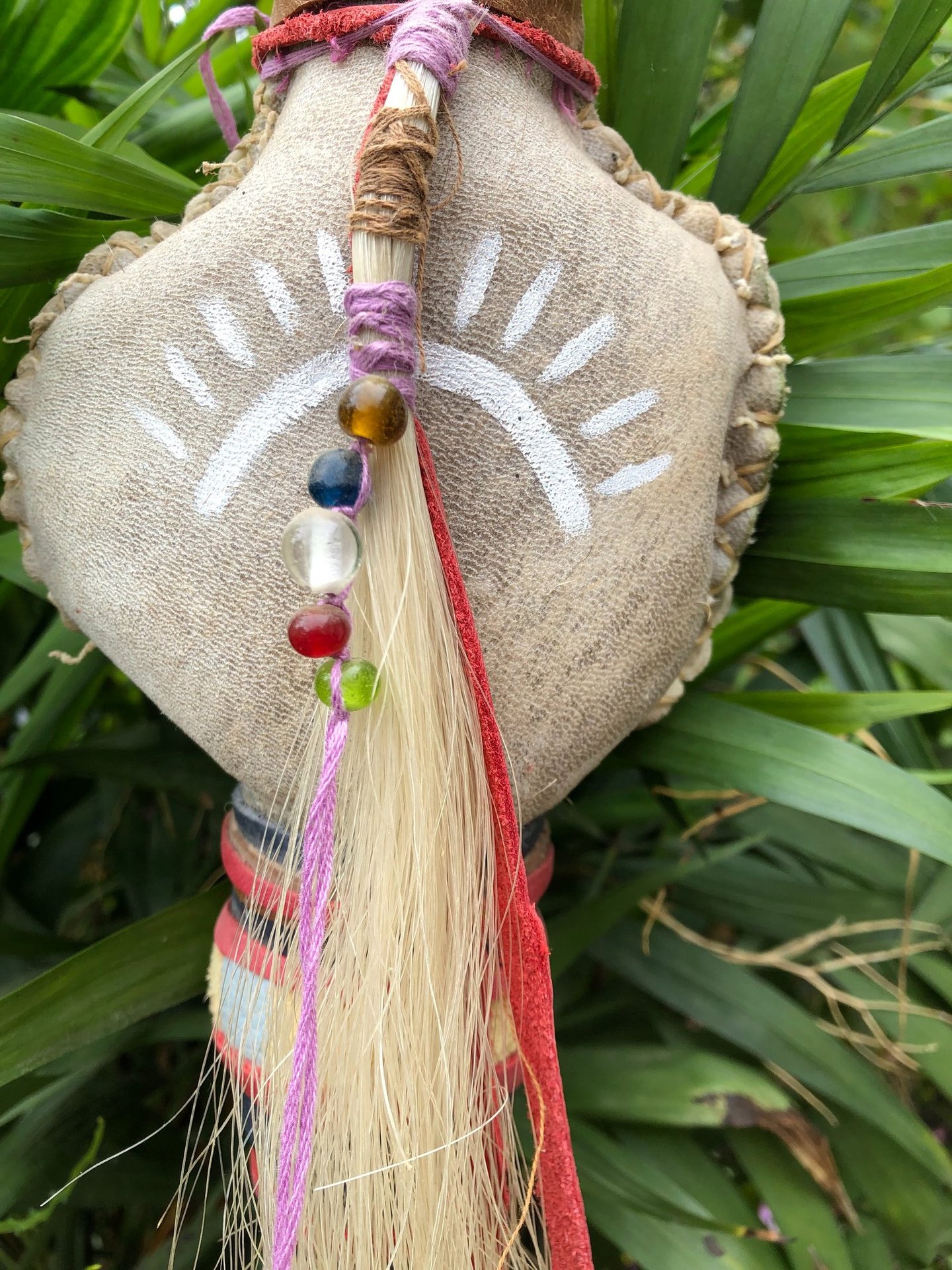 Shamanic Rattle Elder Wood and Deer Hide Staff