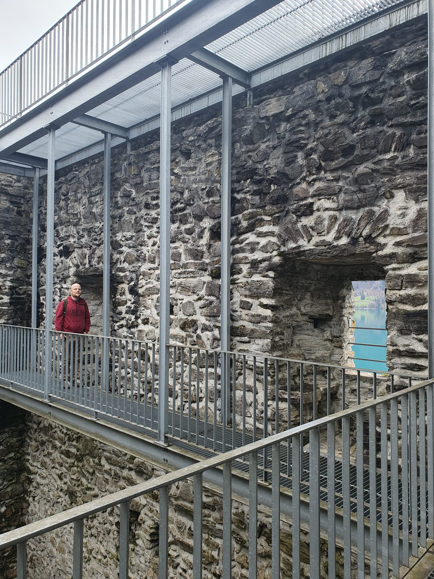 Colin from Hidden Switzerland Travel inside of the Ringgenberg Castle ruins