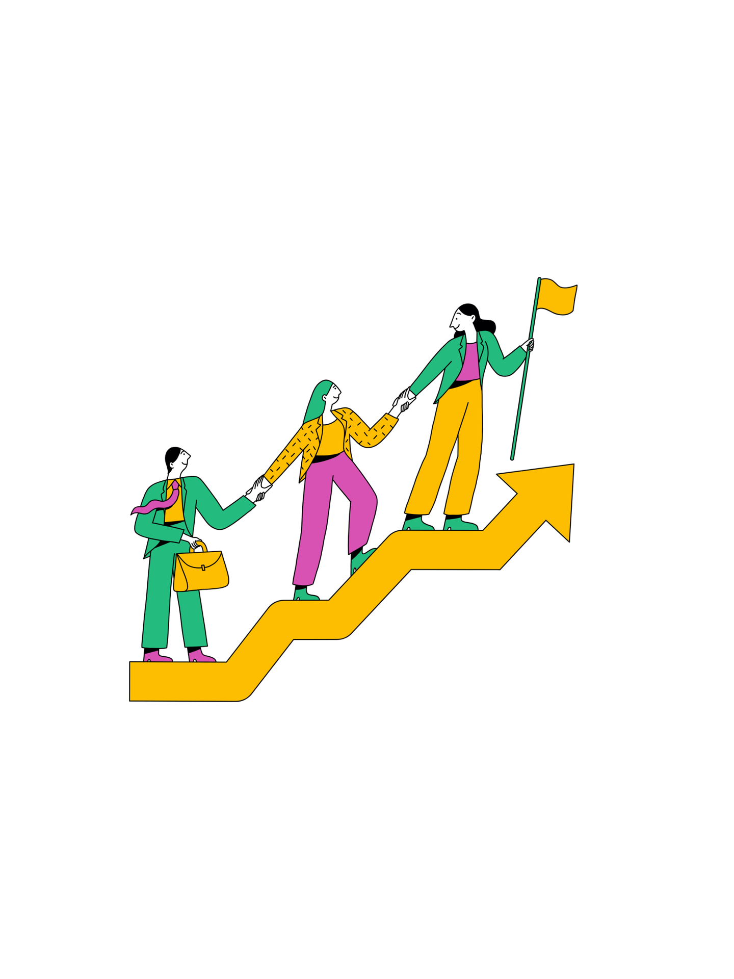 a group of people holding hands on a staircase case