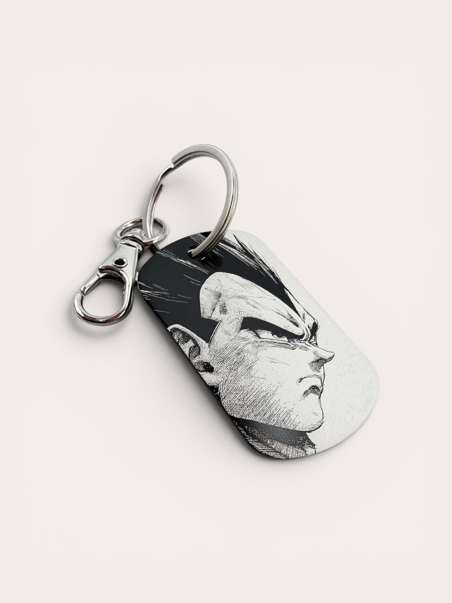 Portachiavi in alluminio personalizzato inciso a laser con Vegeta Dragon Ball