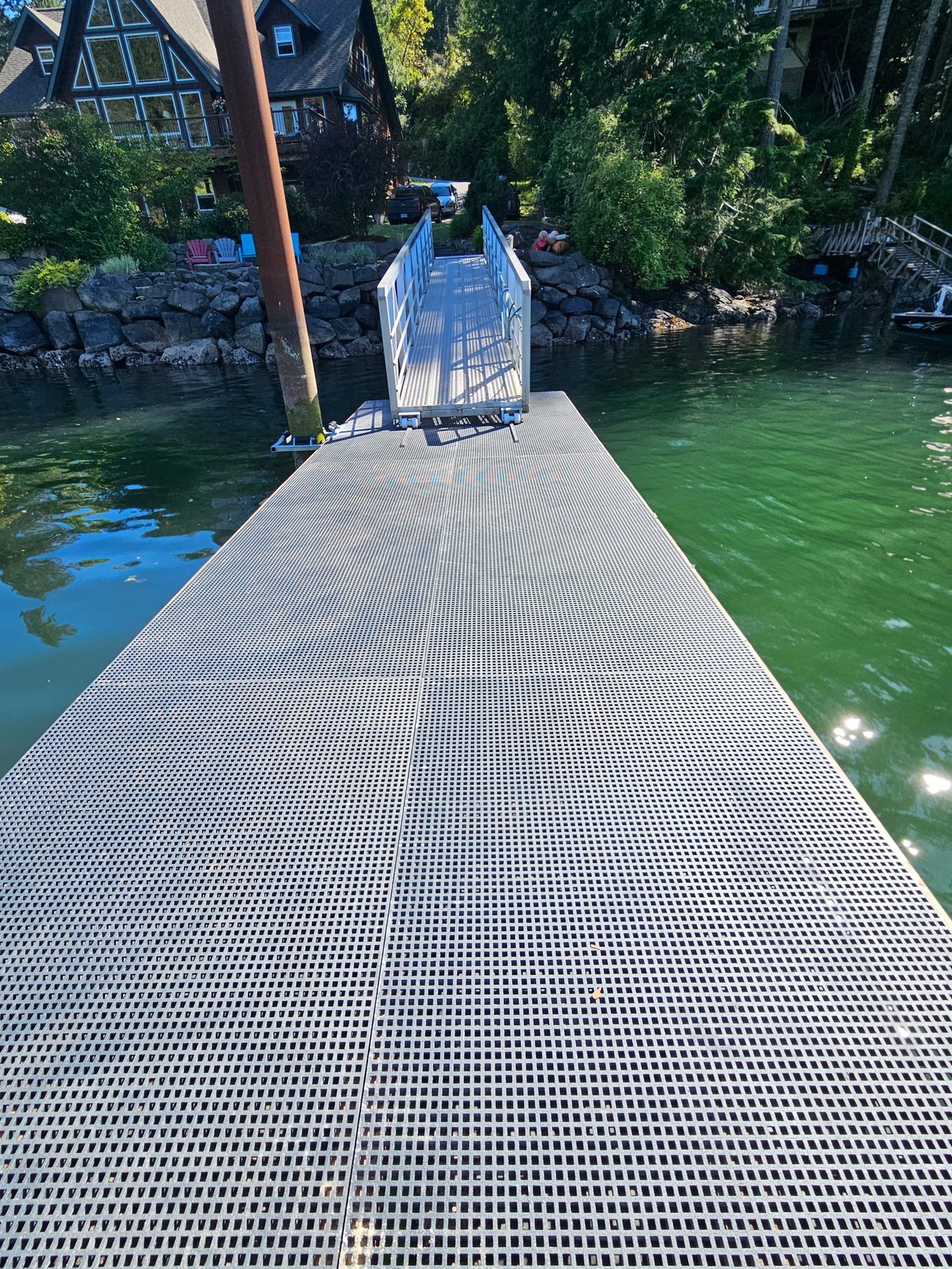 New Install of FRP Composite Decking, replaced old wood plank deck.
